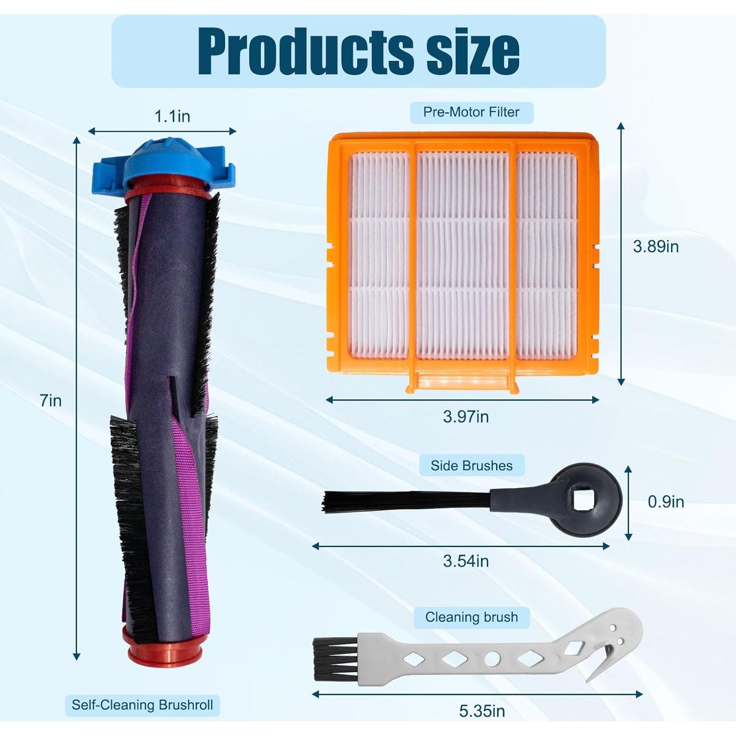 Repuestos para Aspiradora Shark FyndAna RV2820AE - 1 Cepillo, 6 Laterales, 3 Filtros HEPA