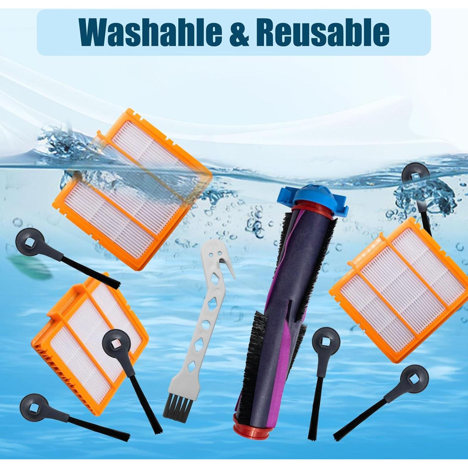 Repuestos para Aspiradora Shark FyndAna RV2820AE - 1 Cepillo, 6 Laterales, 3 Filtros HEPA