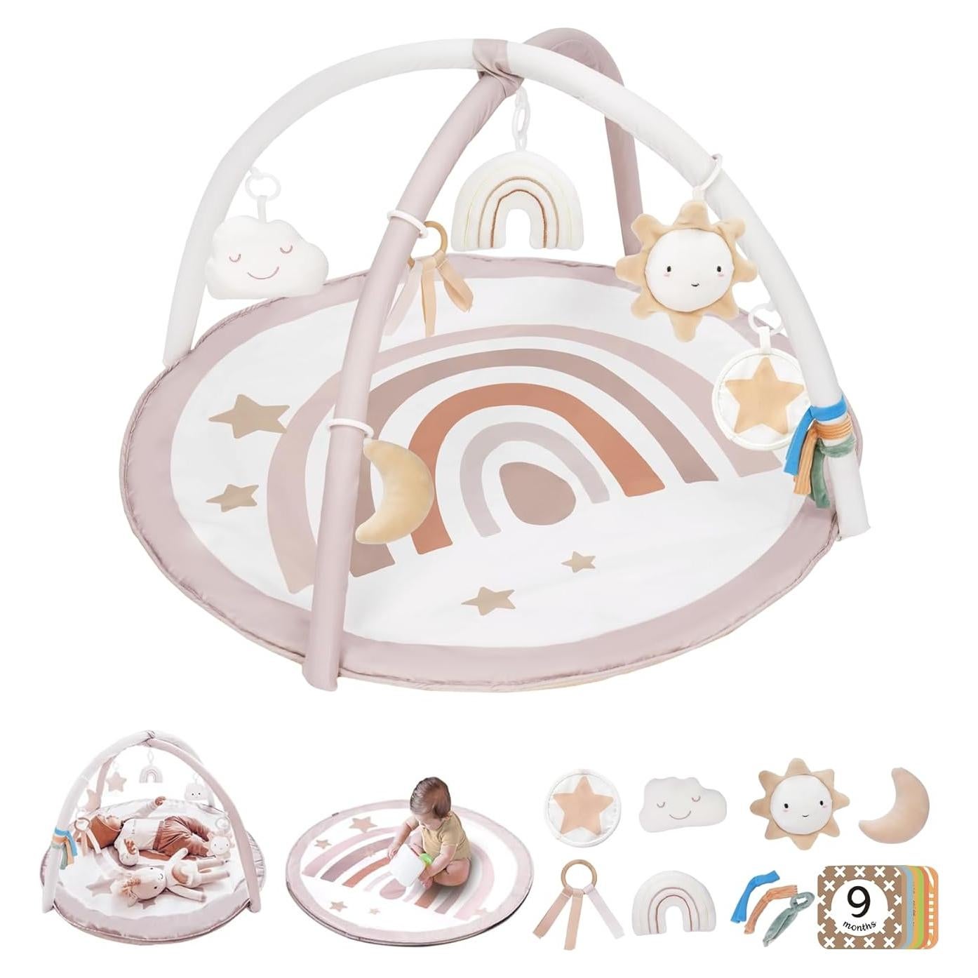 Alfombra de Juego para Bebés Rainbow BabyGym 90x90cm Lavable