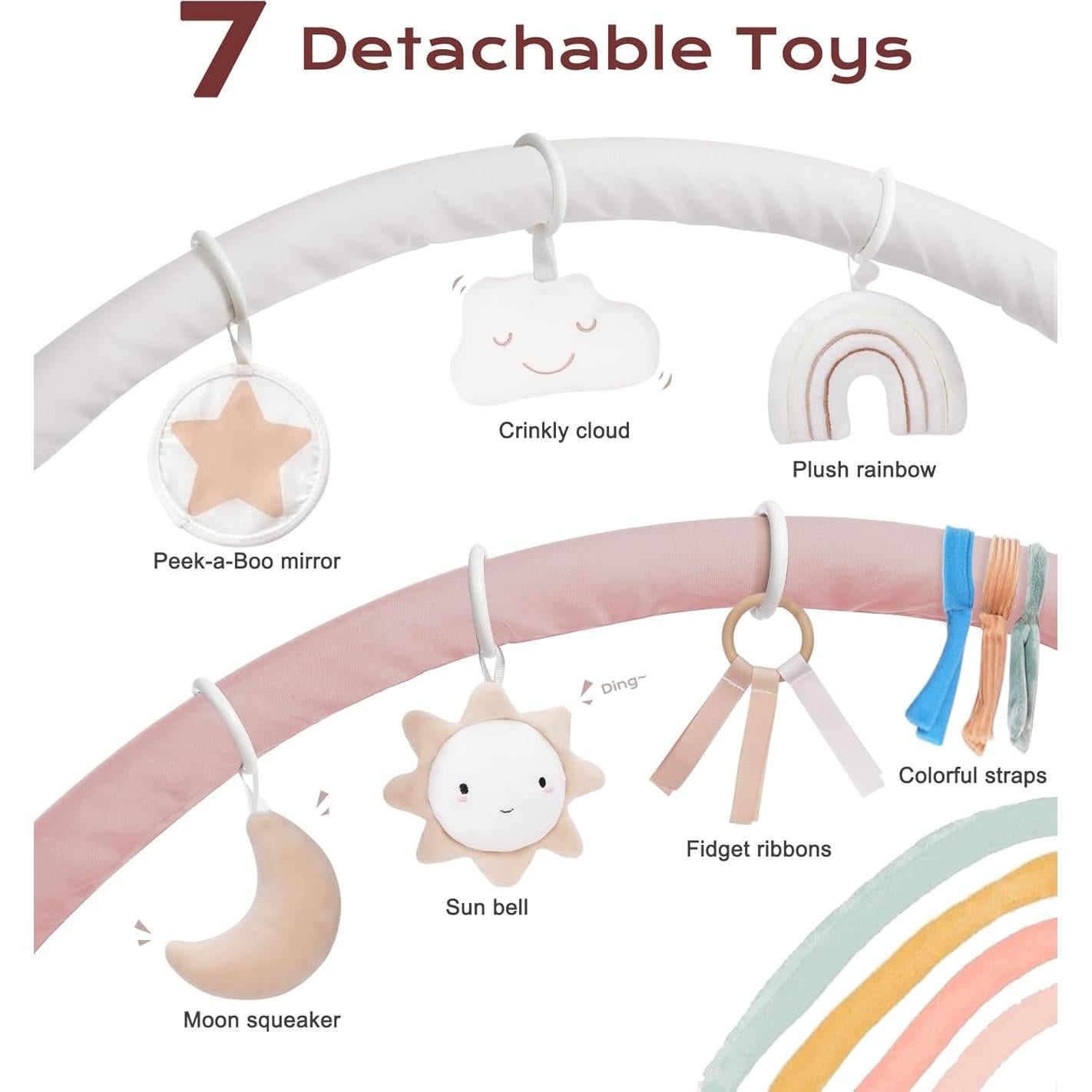 Alfombra de Juego para Bebés Rainbow BabyGym 90x90cm Lavable