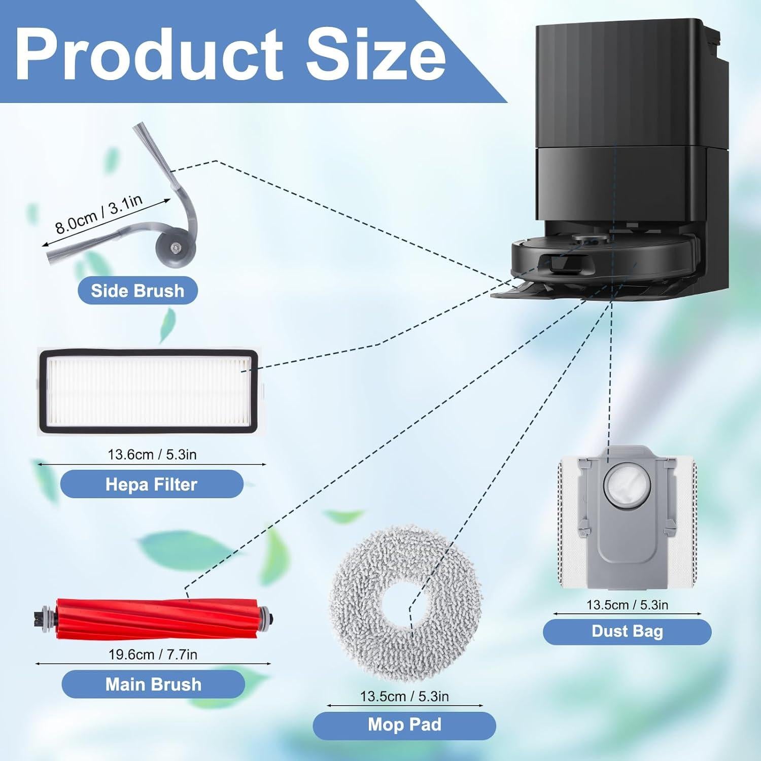 Kit de Accesorios Jegehoyo para Roborock QV 35A/35S - 1 Cepillo, 4 Filtros, 4 Paños