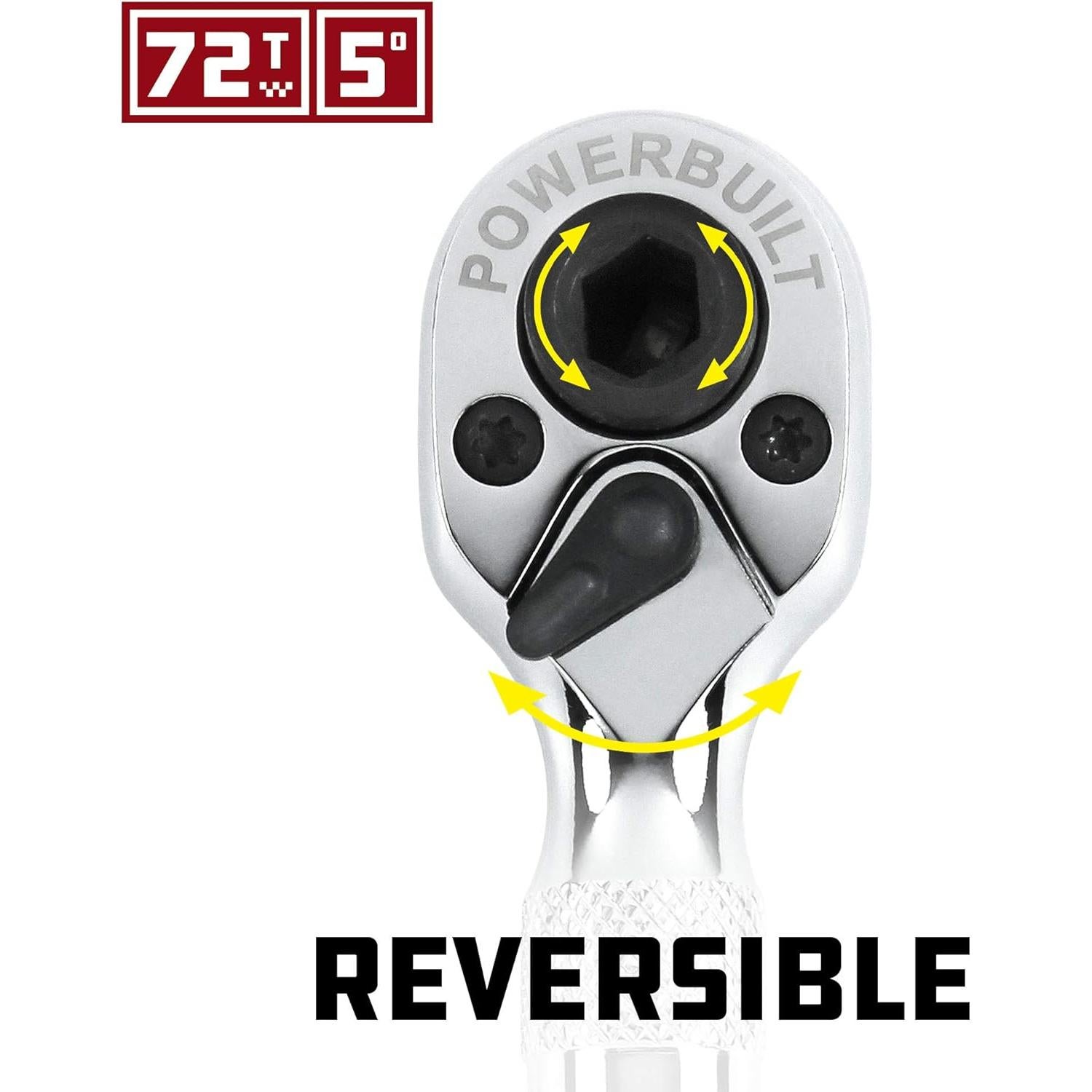 Llave de Trinquete Powerbuilt 1/4" Reversible 72 Dientes