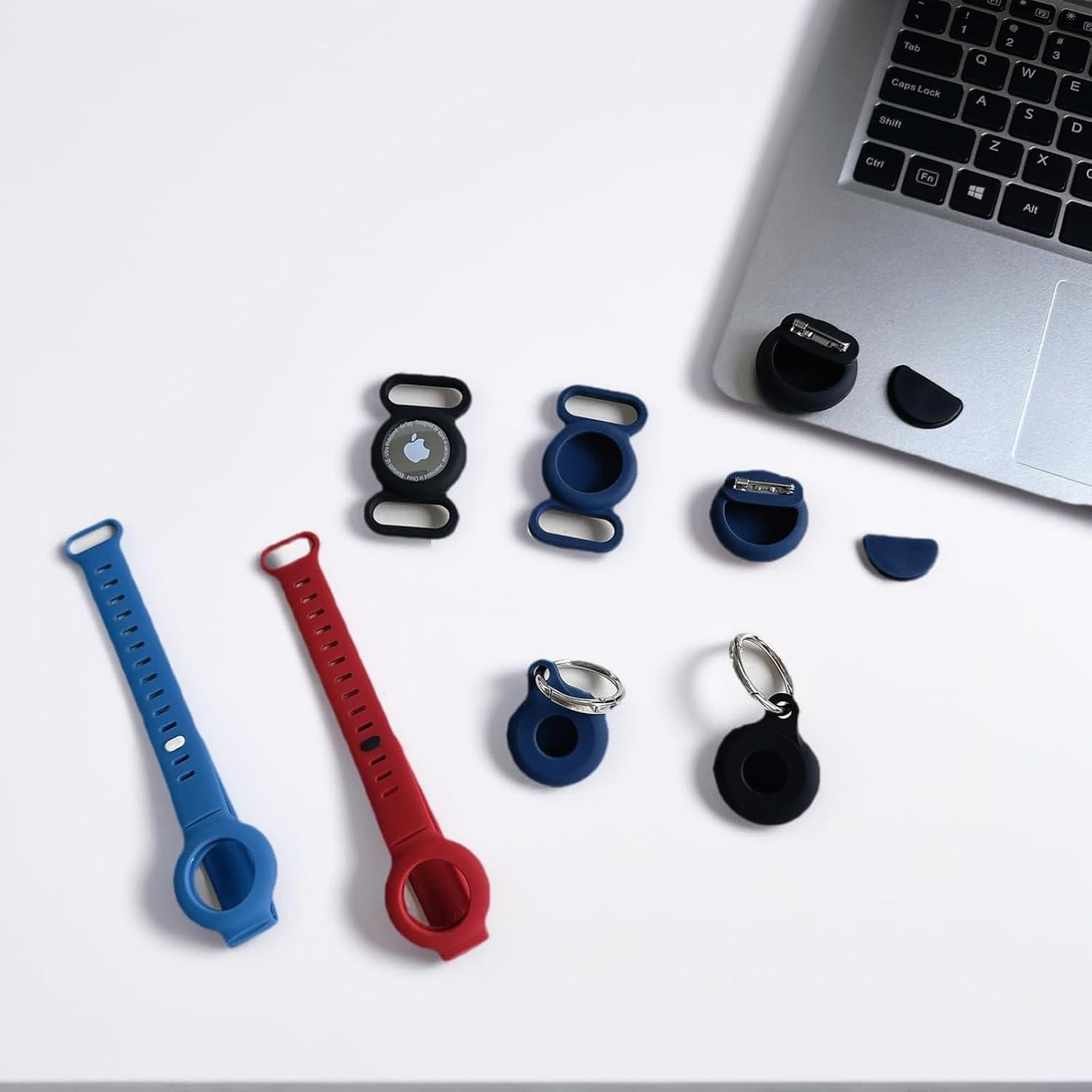 Set 8 en 1 Soporte Silicona para Apple AirTag - Protección Llaves, Mascotas