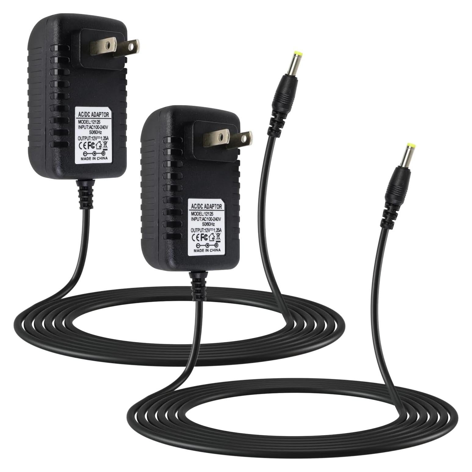 Cable de Alimentación 2 Pcs 1.5M para Alexa Echo Dot Negro