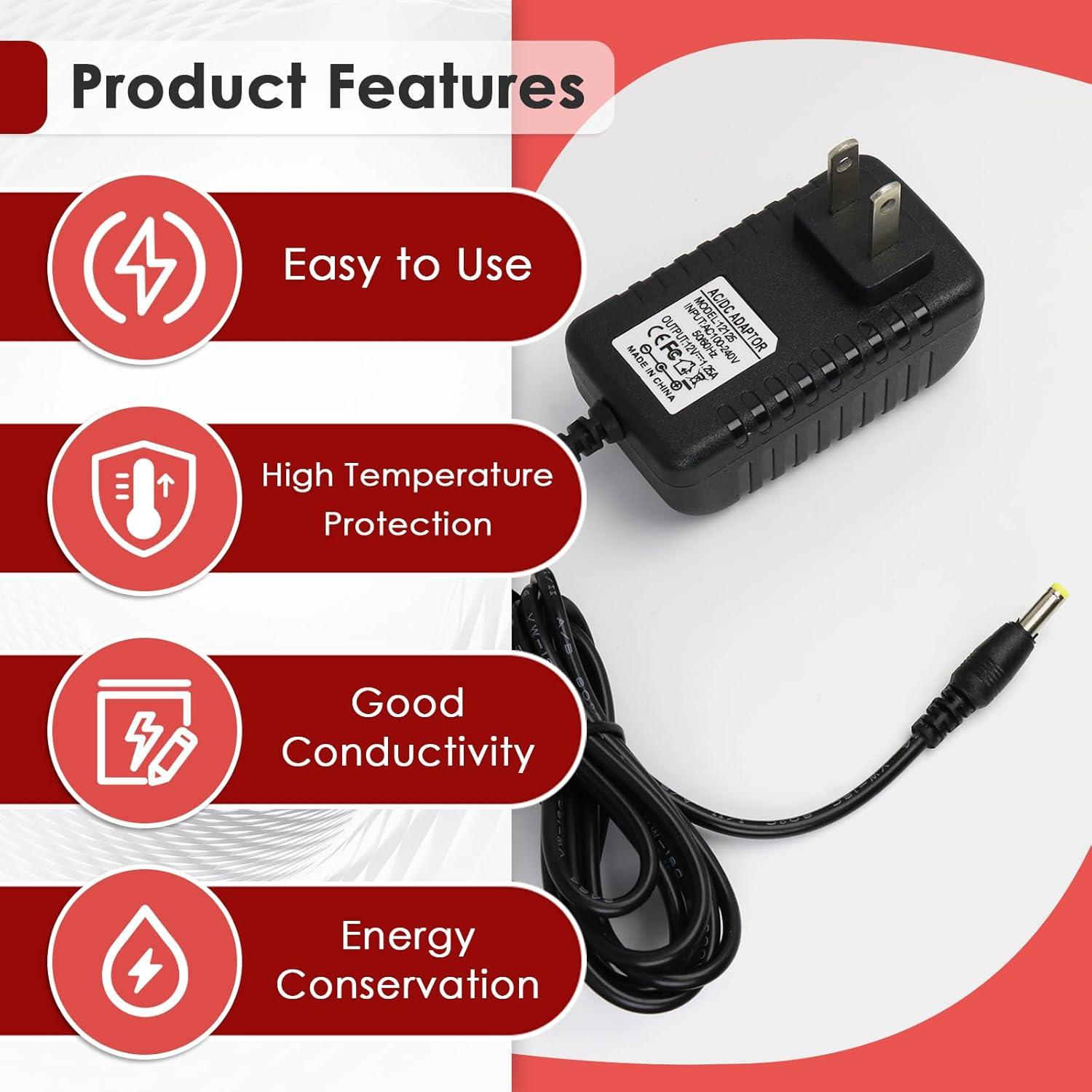 Cable de Alimentación 2 Pcs 1.5M para Alexa Echo Dot Negro