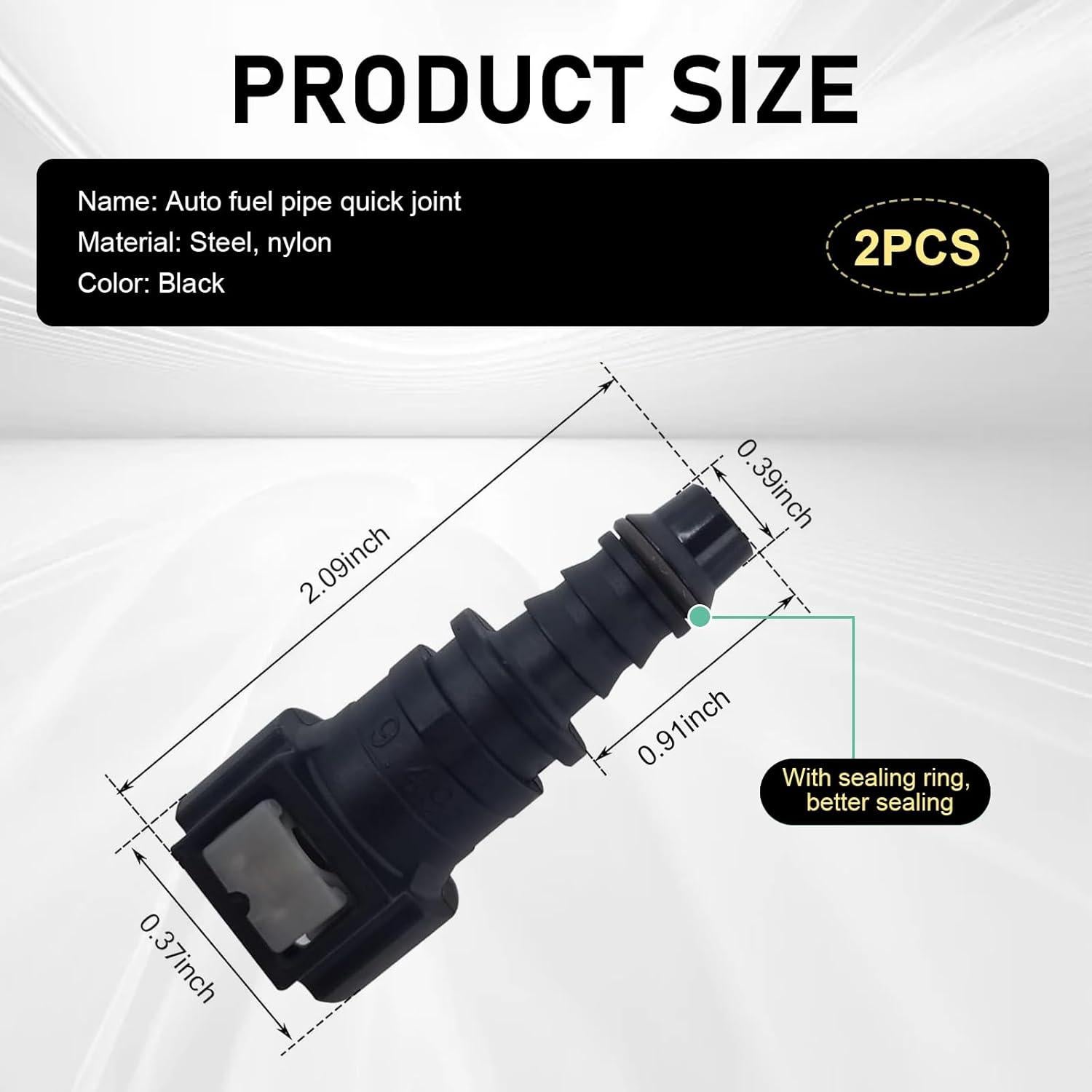 Conector de manguera de combustible Arwrilt 2 PCS 9.49mm a 8mm