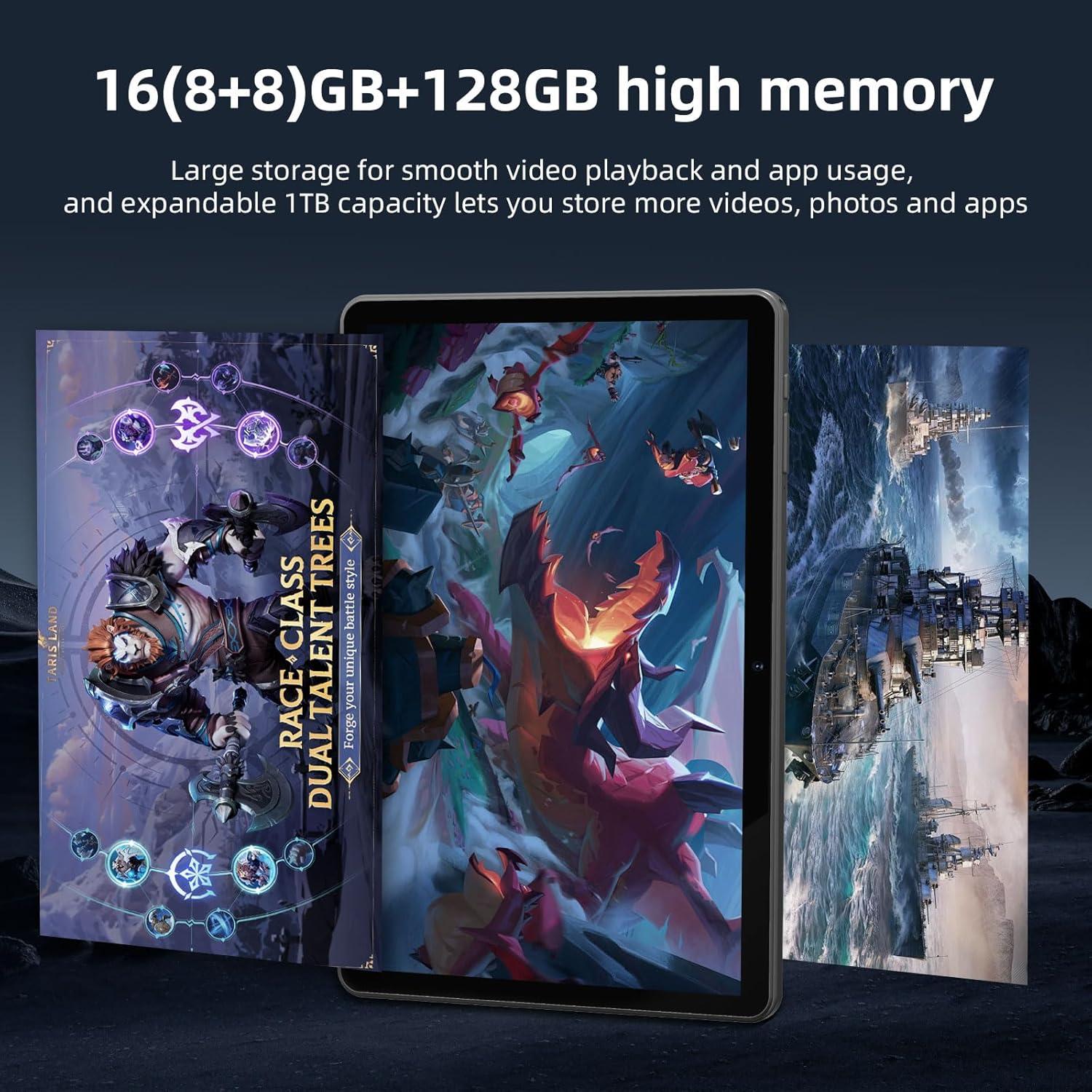 Tablet Android 14 HUIHUANG E10 10" 16GB RAM 128GB Funda