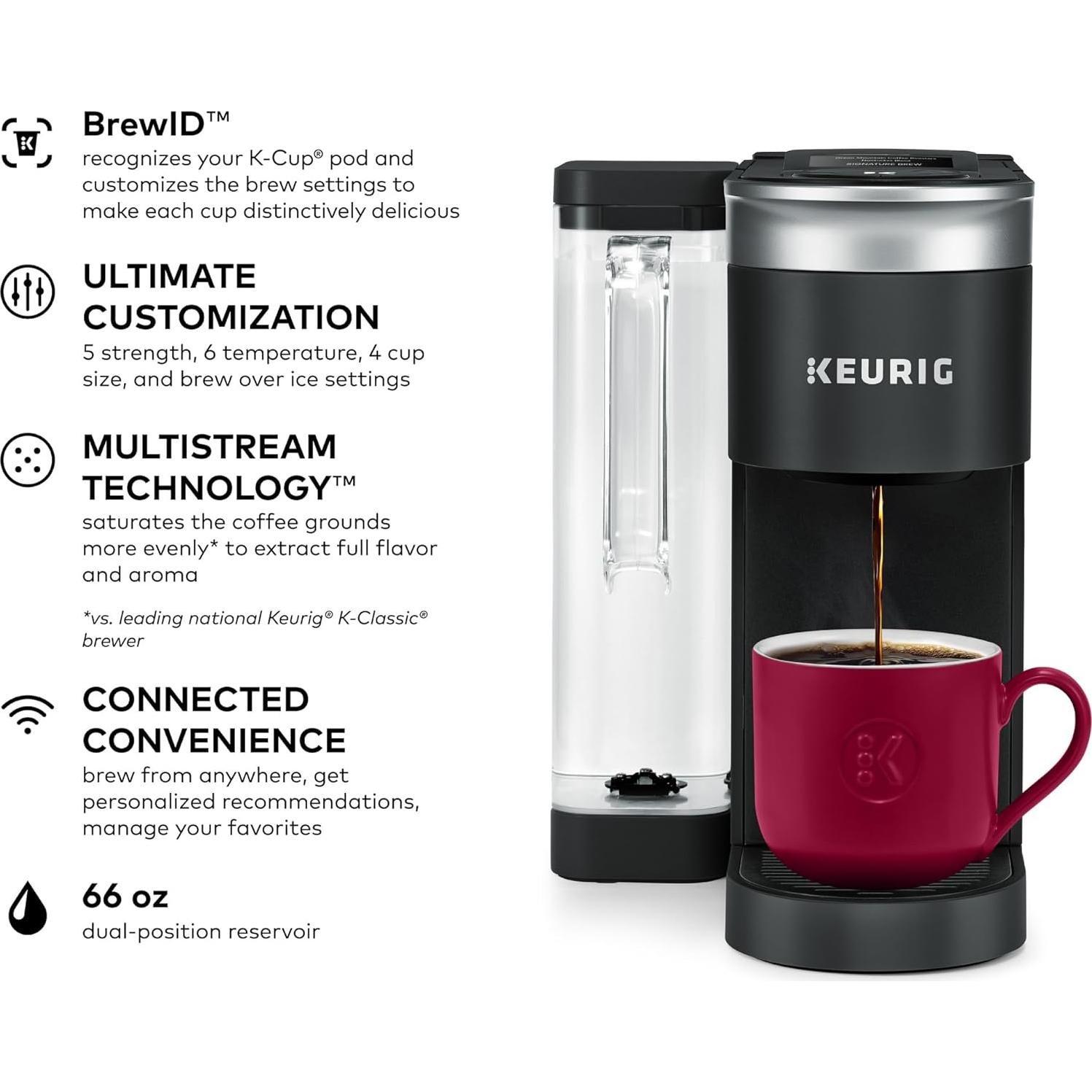 Cafetera Keurig K-Supreme SMART, 3.64kg, Negro, MultiStream