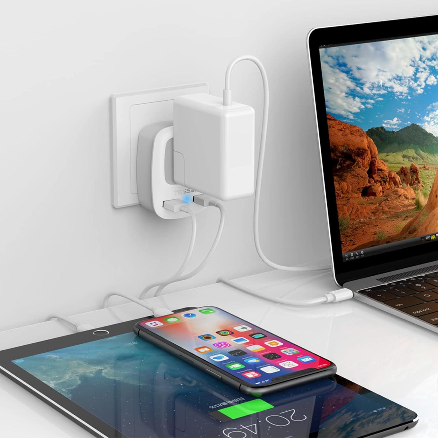 Adaptador de Enchufe de Viaje TESSAN Tipo C con 2 USB