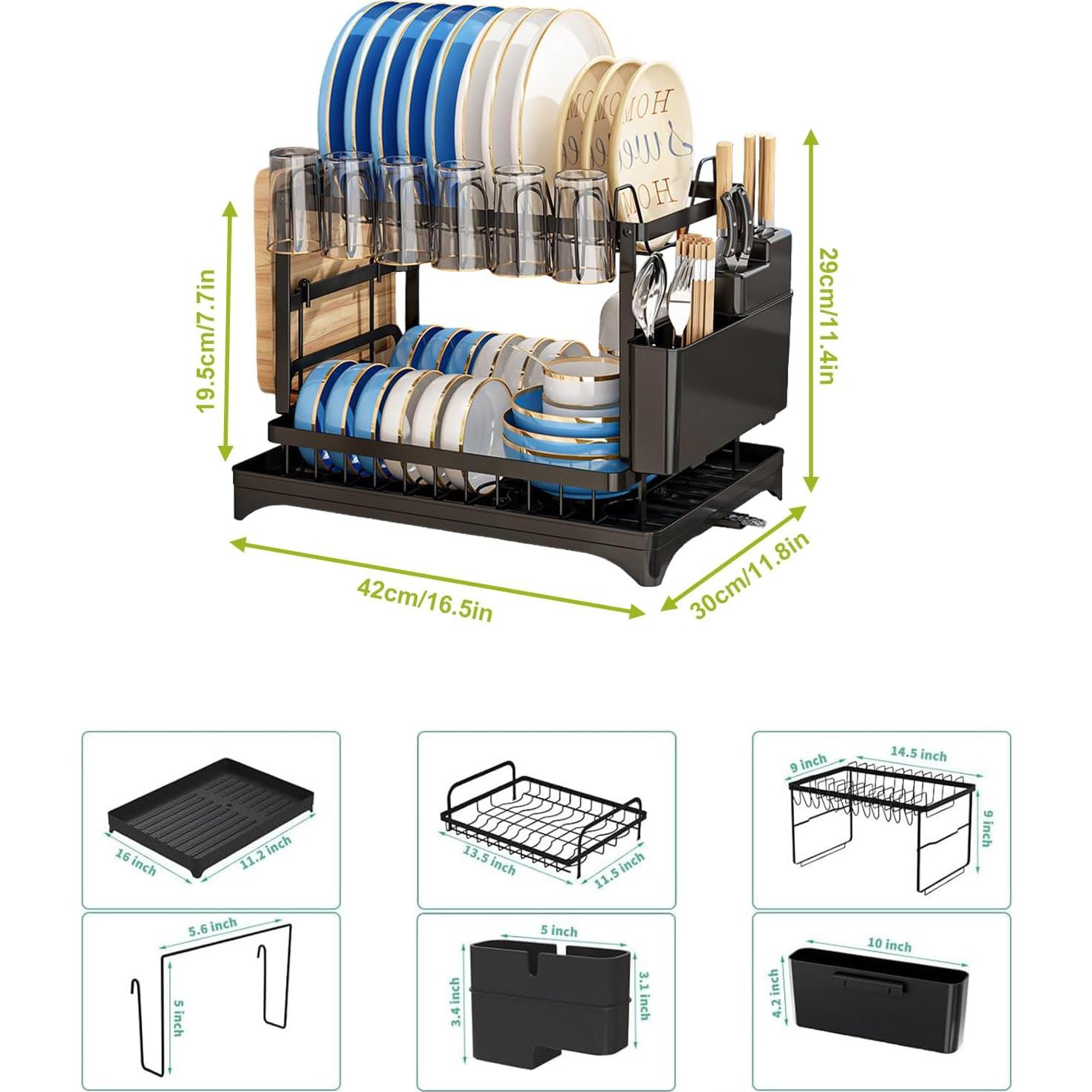 Escurridor de Platos MHEOMTME de Acero Inoxidable 2 Niveles