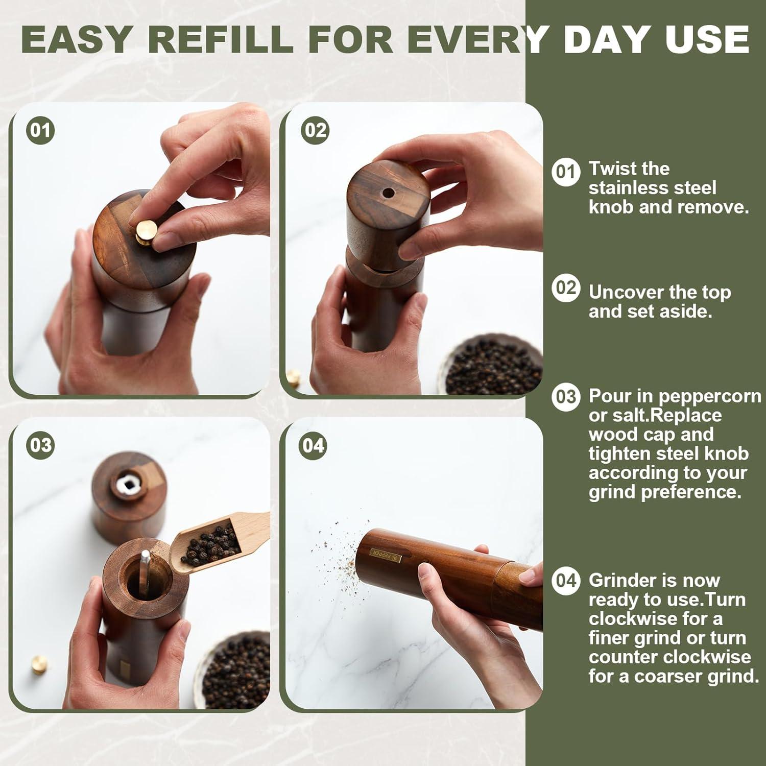 Juego de Molinillos de Sal y Pimienta LOYIM 20 cm Madera Acacia