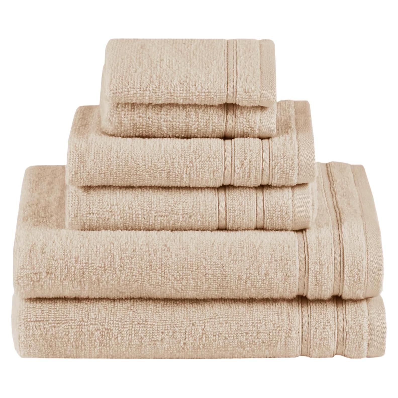 Conjunto de Toallas de Baño 6 Piezas Comfort Spaces 100% Algodón Beige