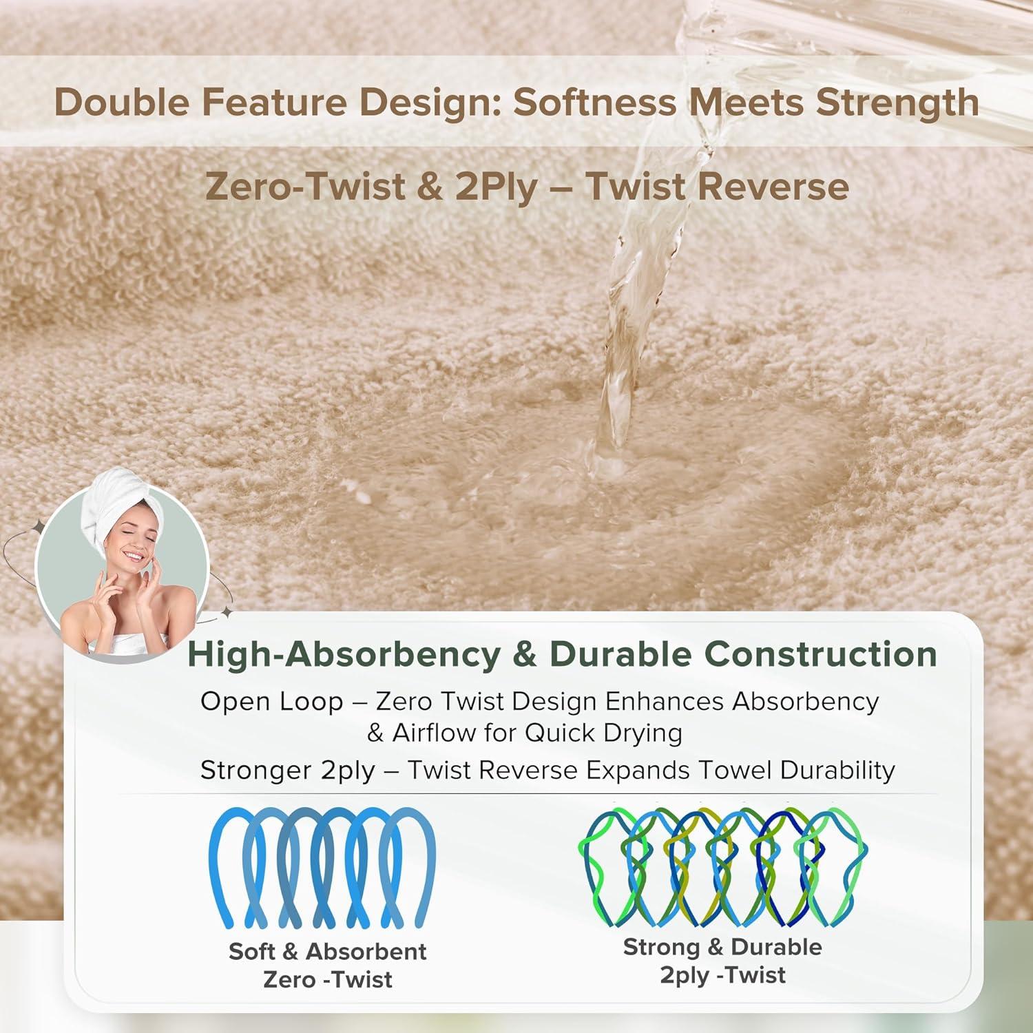 Conjunto de Toallas de Baño 6 Piezas Comfort Spaces 100% Algodón Beige