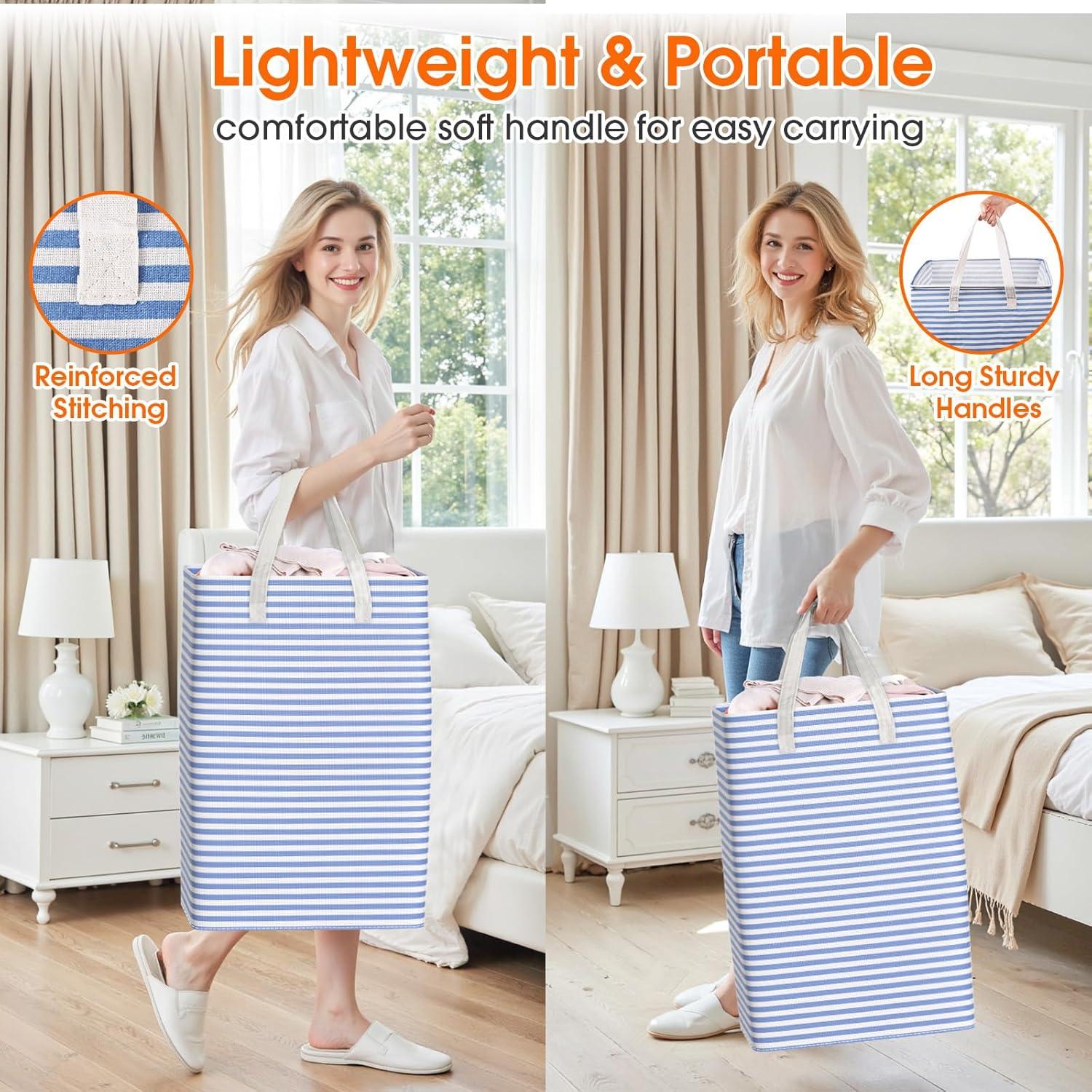 Paquete de 3 Cestas de Ropa Plegables 75L Azul SmartTrends