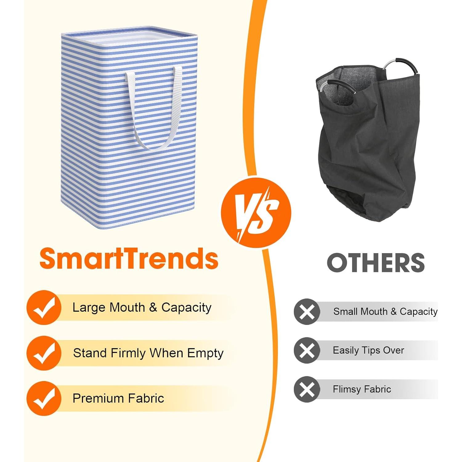 Paquete de 3 Cestas de Ropa Plegables 75L Azul SmartTrends