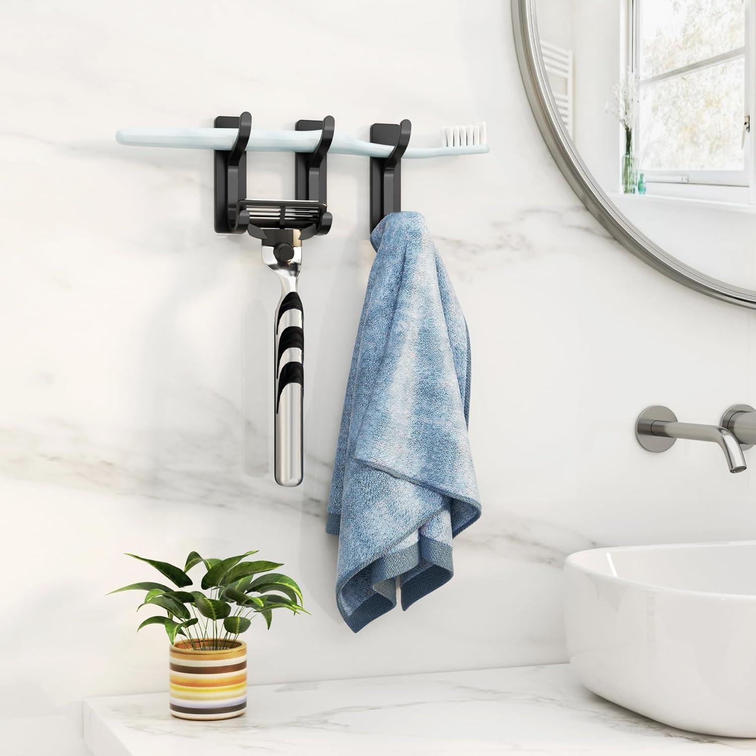 Ganchos Adhesivos para Pared Pickpiff - Paquete de 2, Soporta 6 kg, Negro