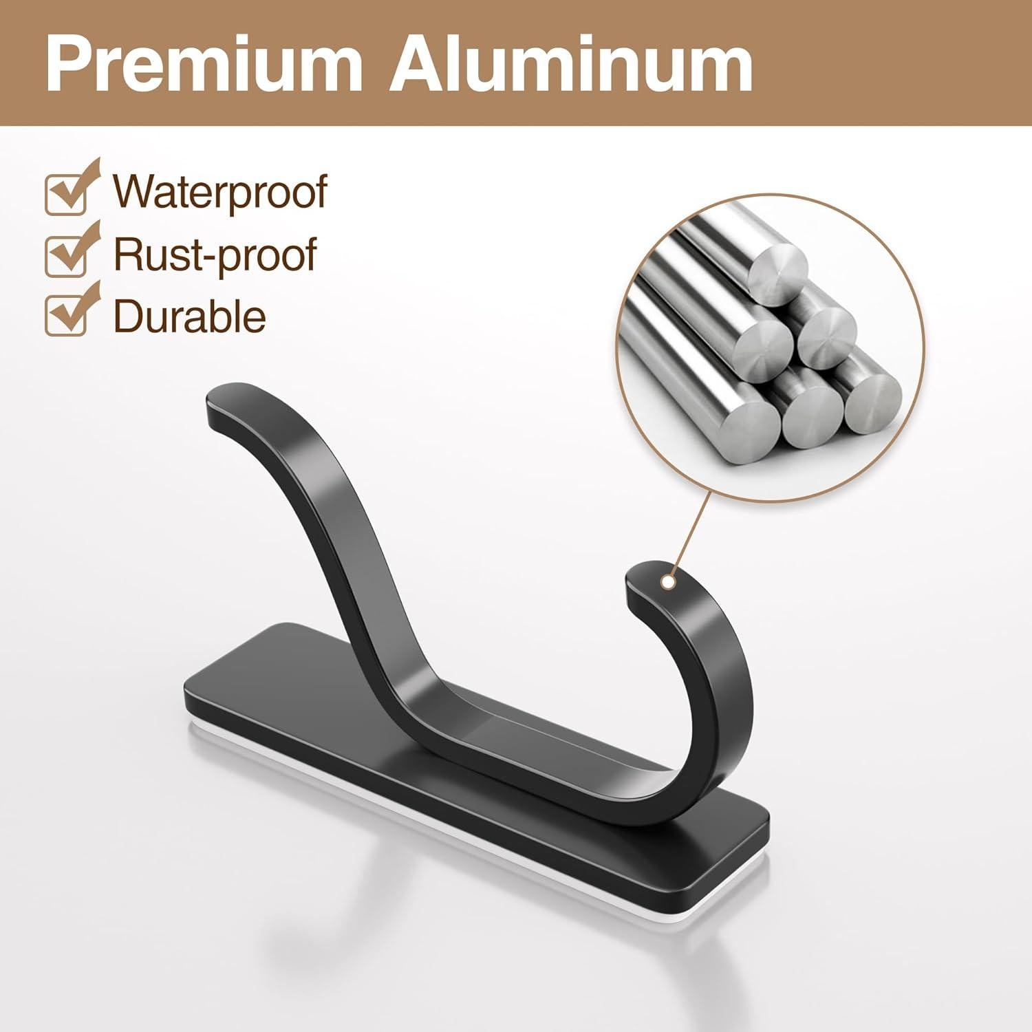 Ganchos Adhesivos para Pared Pickpiff - Paquete de 2, Soporta 6 kg, Negro