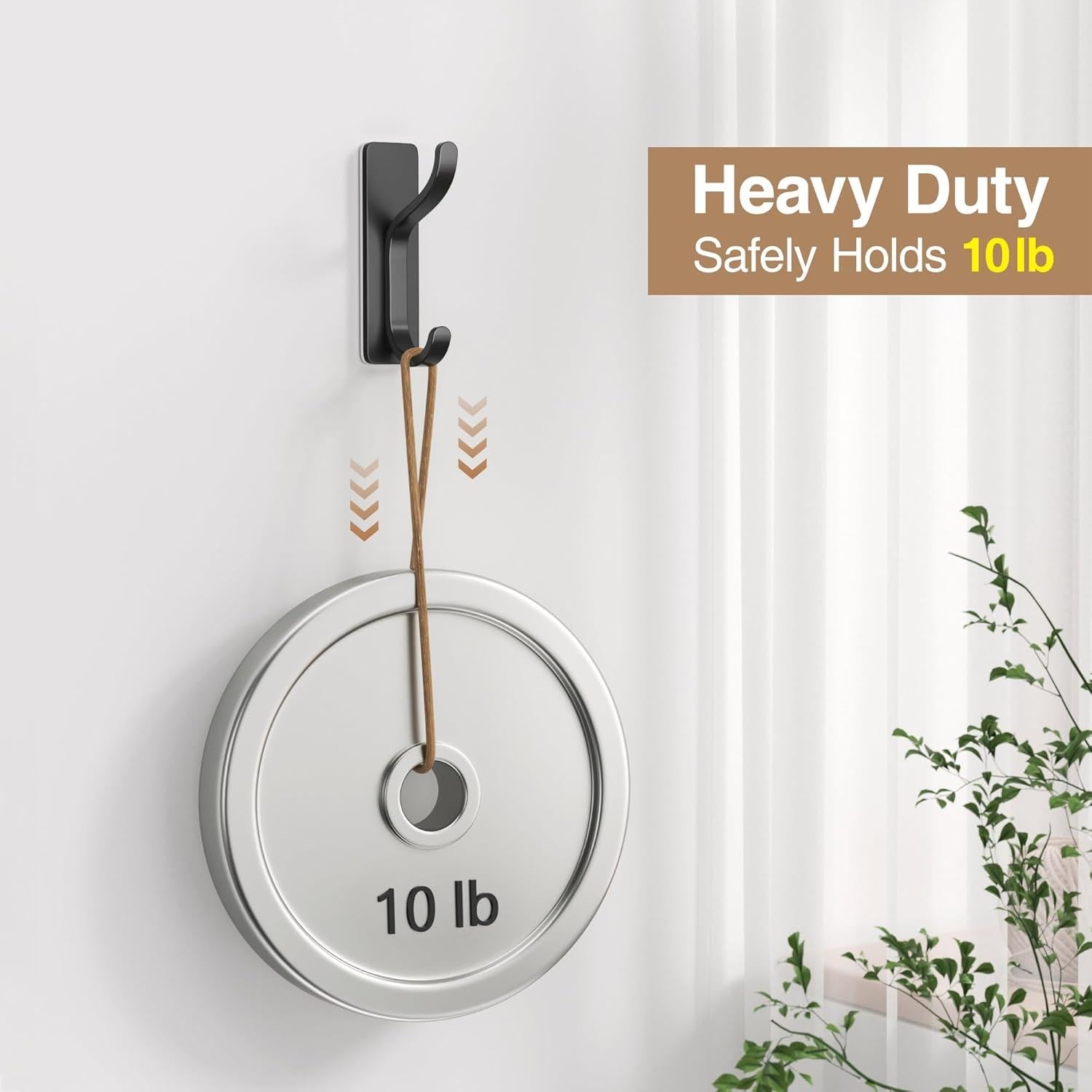 Ganchos Adhesivos para Pared Pickpiff - Paquete de 2, Soporta 6 kg, Negro