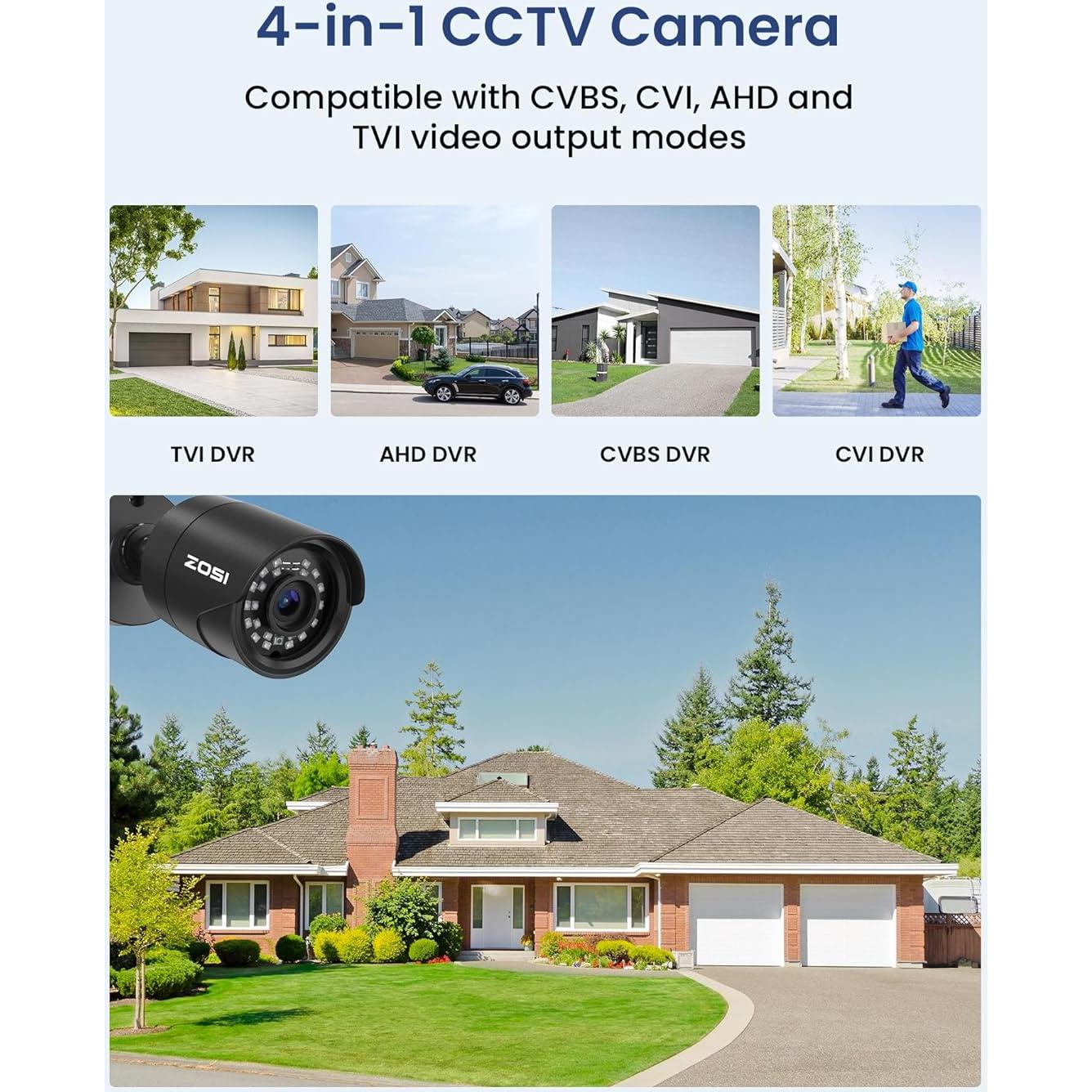 Cámara de Seguridad ZOSI 2MP 1080p HD Bullet IP66 Visión Nocturna