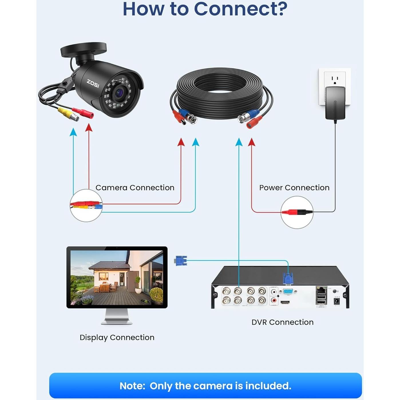 Cámara de Seguridad ZOSI 2MP 1080p HD Bullet IP66 Visión Nocturna