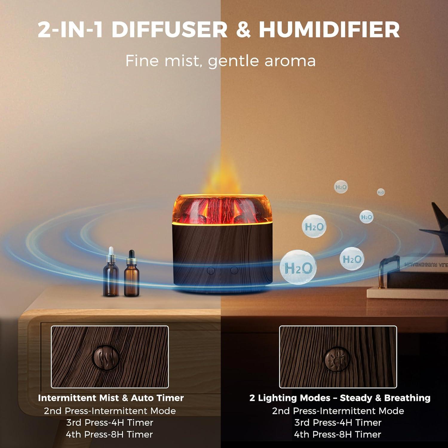 Difusor de Aroma Ultrasónico Daileeby Carbón Madera Oscura