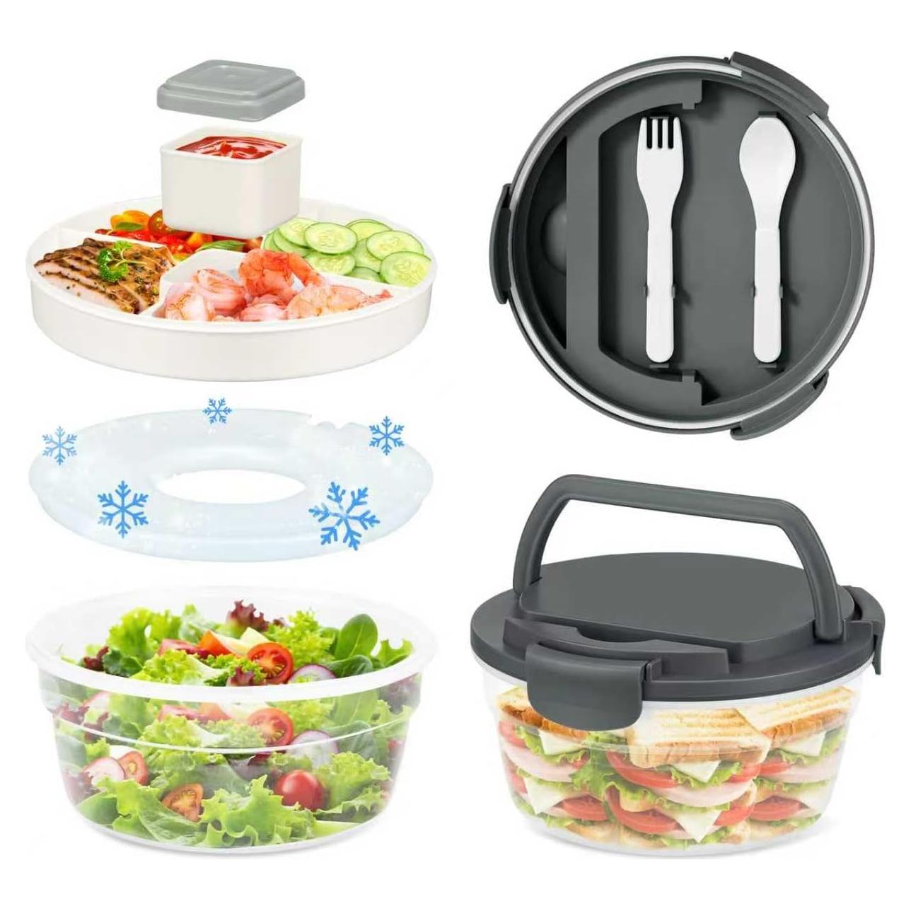 Contenedor de Almuerzo Reeple 1.24L con 4 Compartimentos Gris