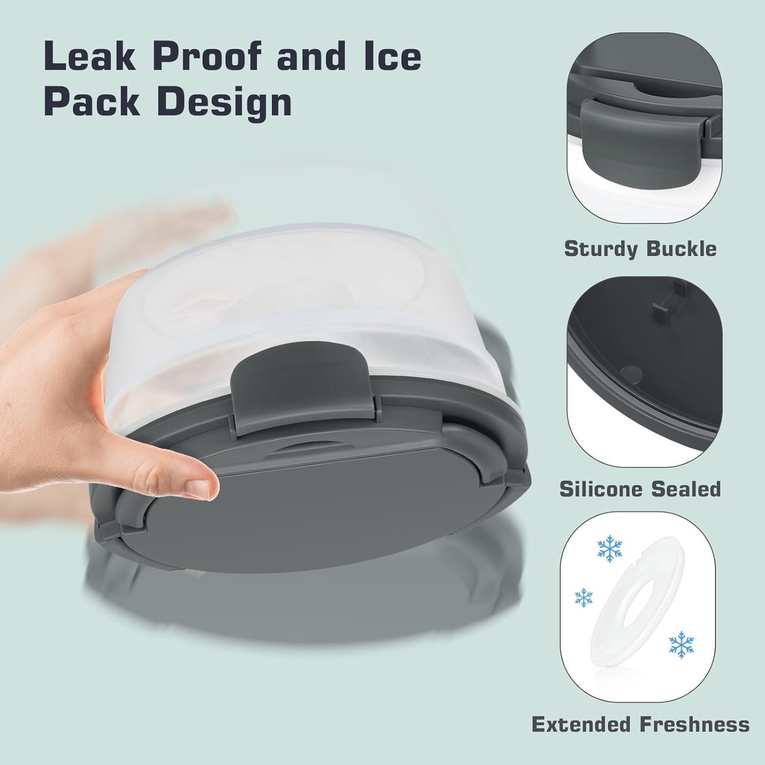 Contenedor de Almuerzo Reeple 1.24L con 4 Compartimentos Gris