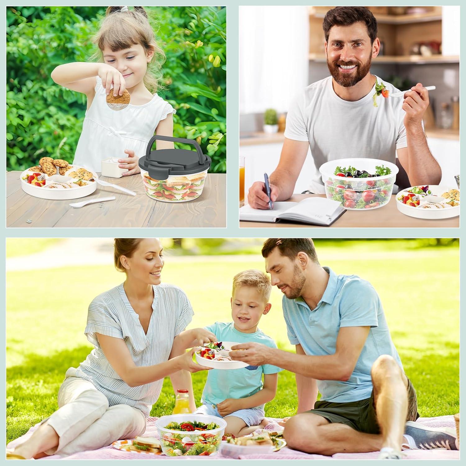 Contenedor de Almuerzo Reeple 1.24L con 4 Compartimentos Gris