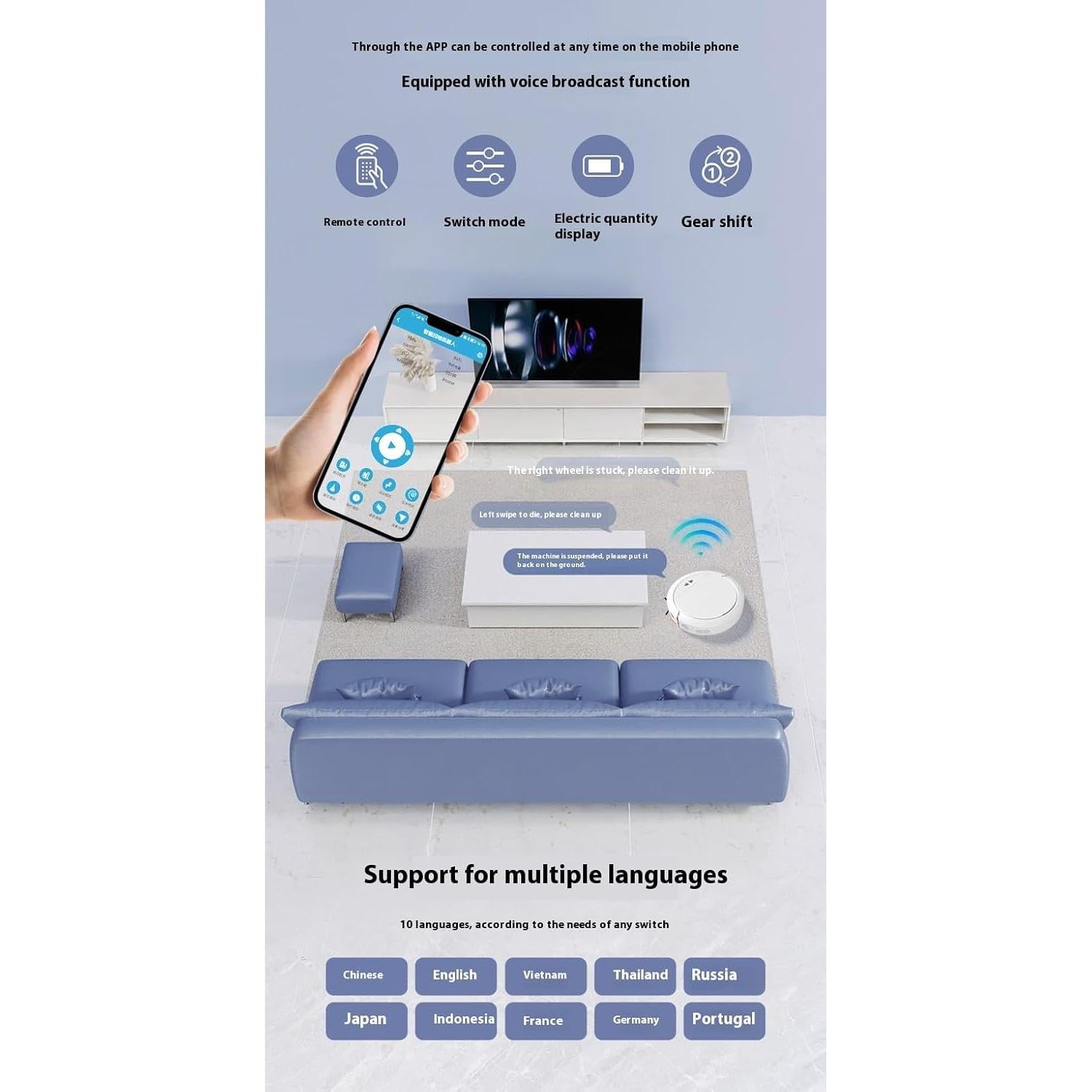 Aspiradora y Mopa Robot Genérico 2500Pa, Control App y Voz