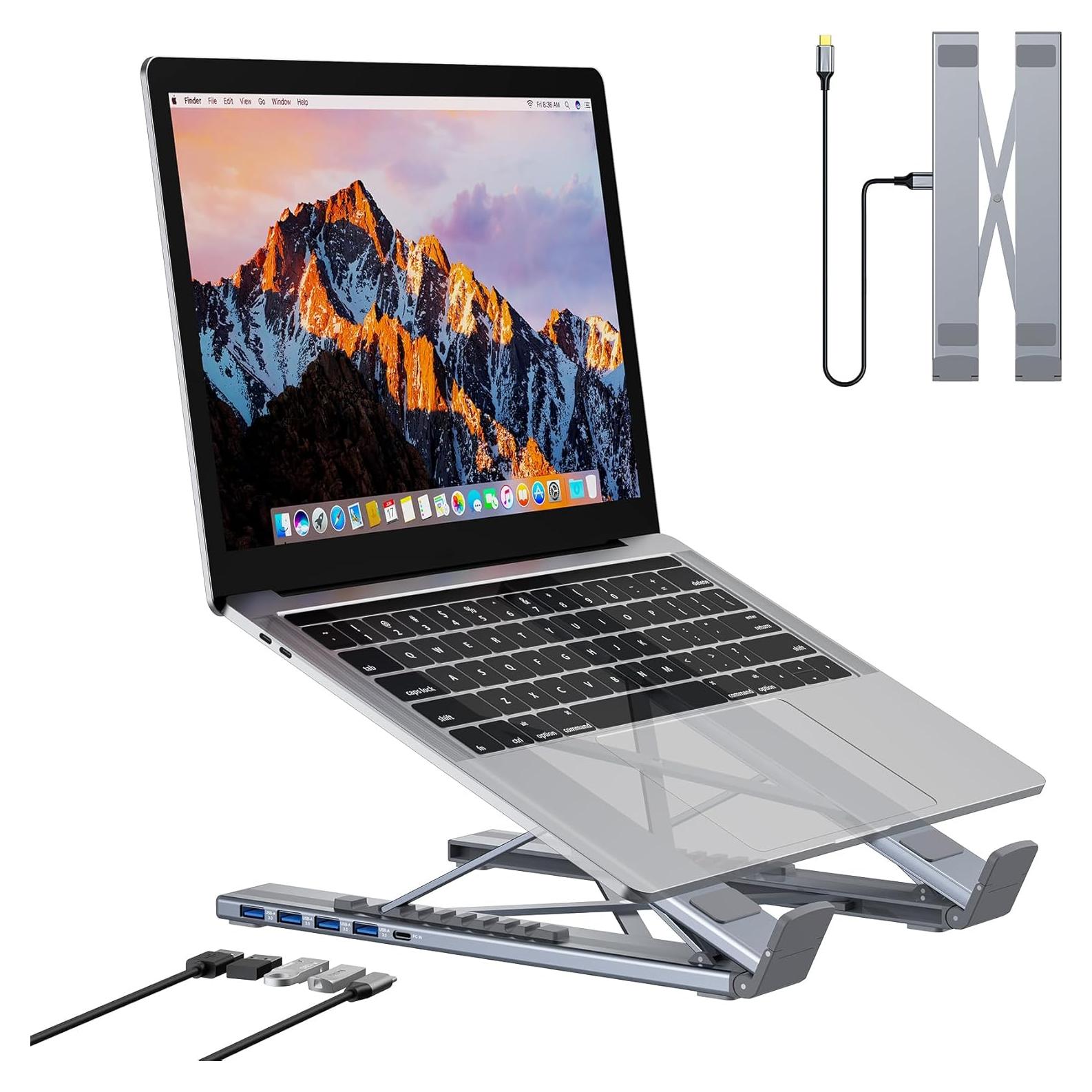 Soporte Ajustable para Laptop Mukiya con Hub USB C 5 en 1