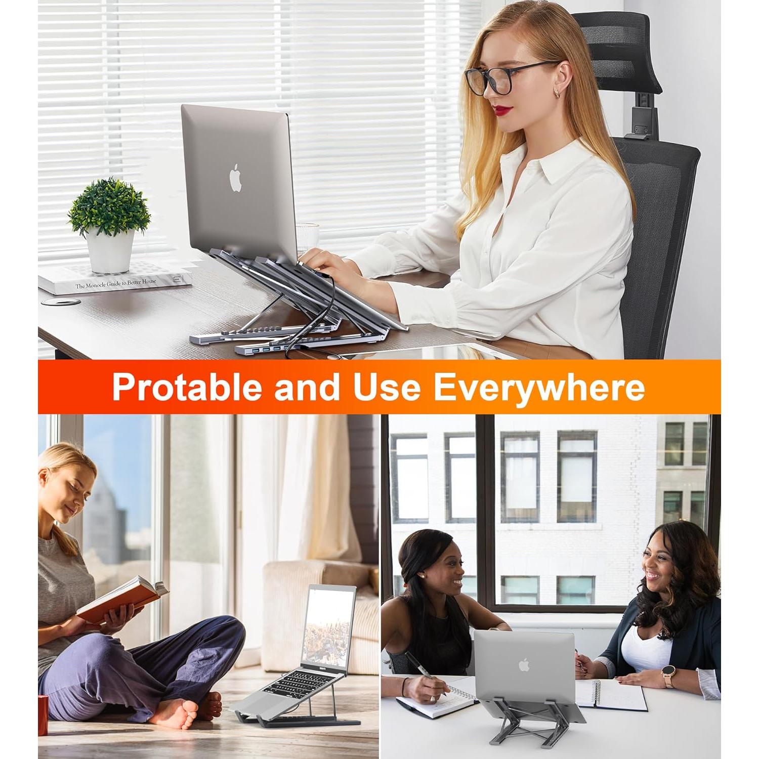 Soporte Ajustable para Laptop Mukiya con Hub USB C 5 en 1