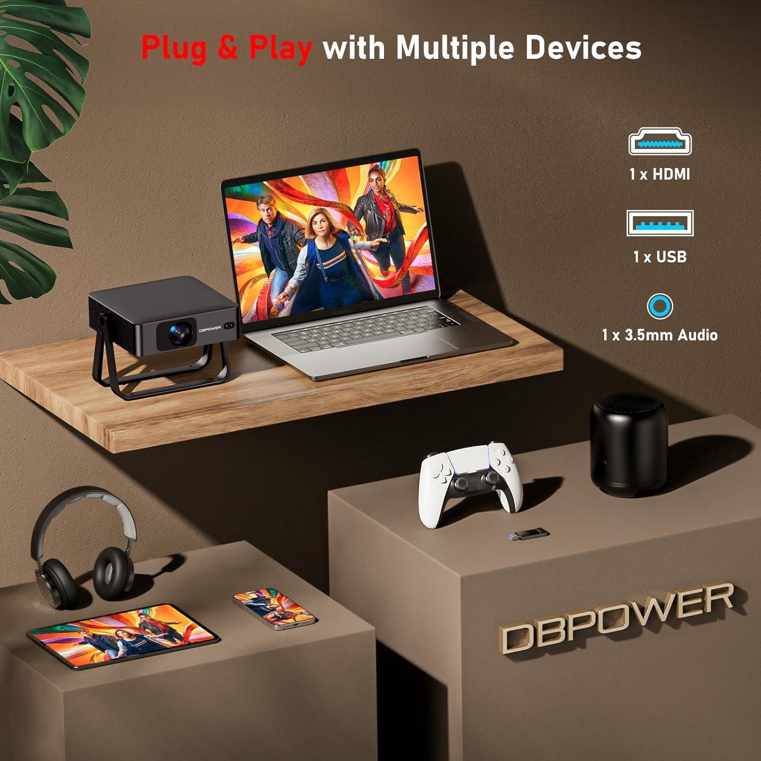 Proyector Mini Inteligente DBPOWER N5 Full HD 1080P WiFi 6