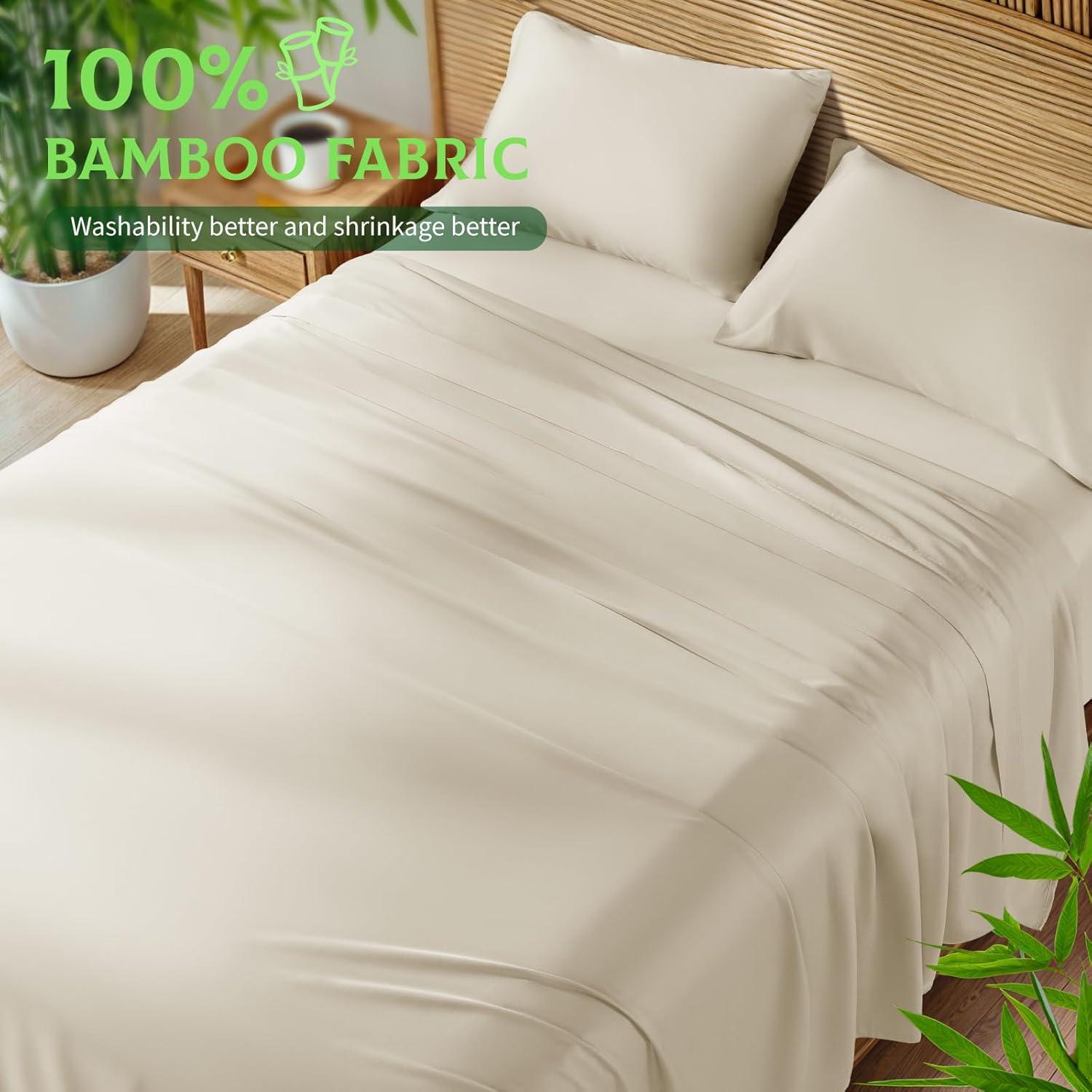 Sábanas Reina SONORO KATE 100% Viscosa Bambú Beige 4 Piezas