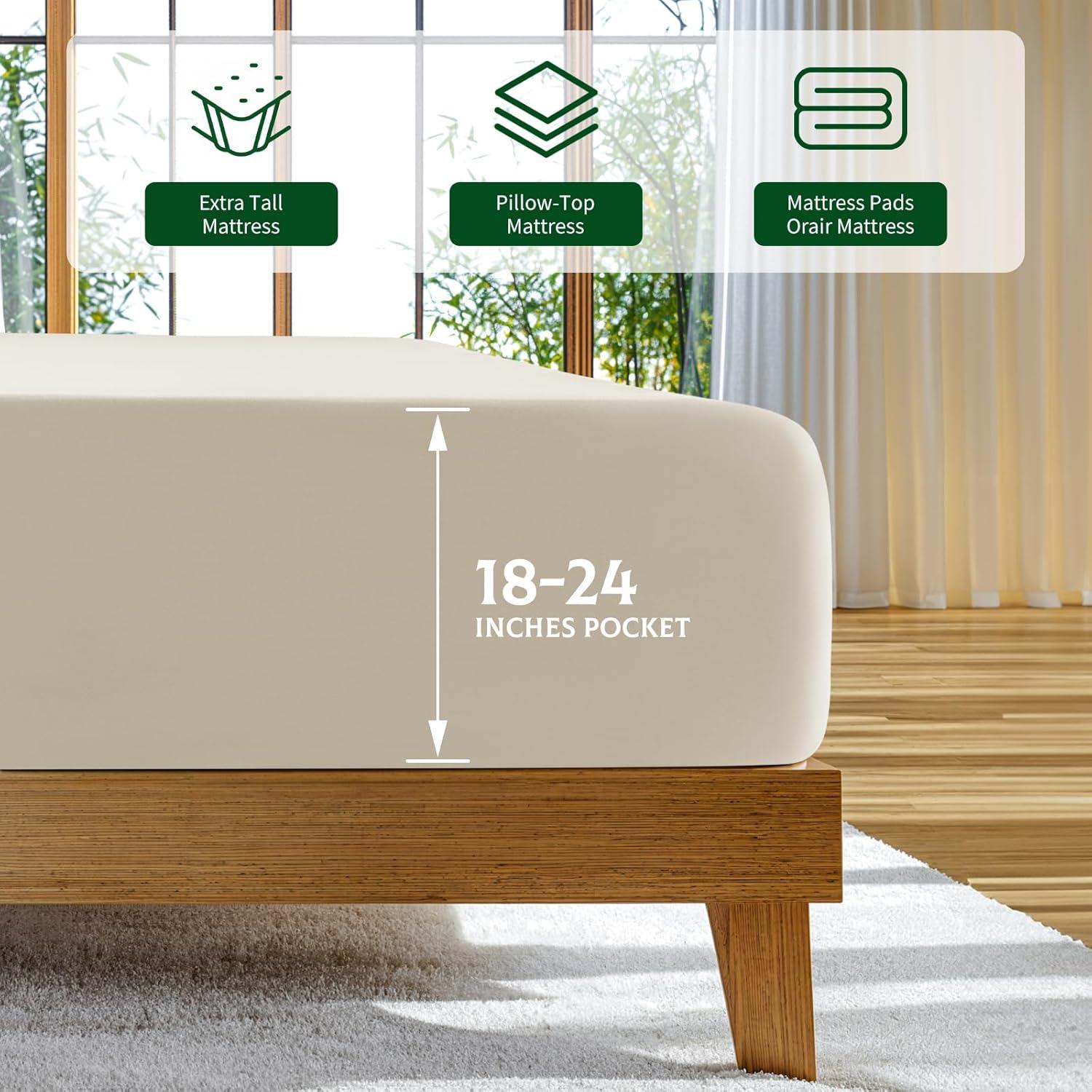 Sábanas Reina SONORO KATE 100% Viscosa Bambú Beige 4 Piezas