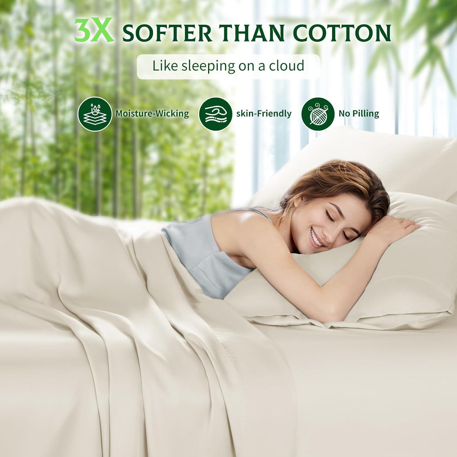 Sábanas Reina SONORO KATE 100% Viscosa Bambú Beige 4 Piezas