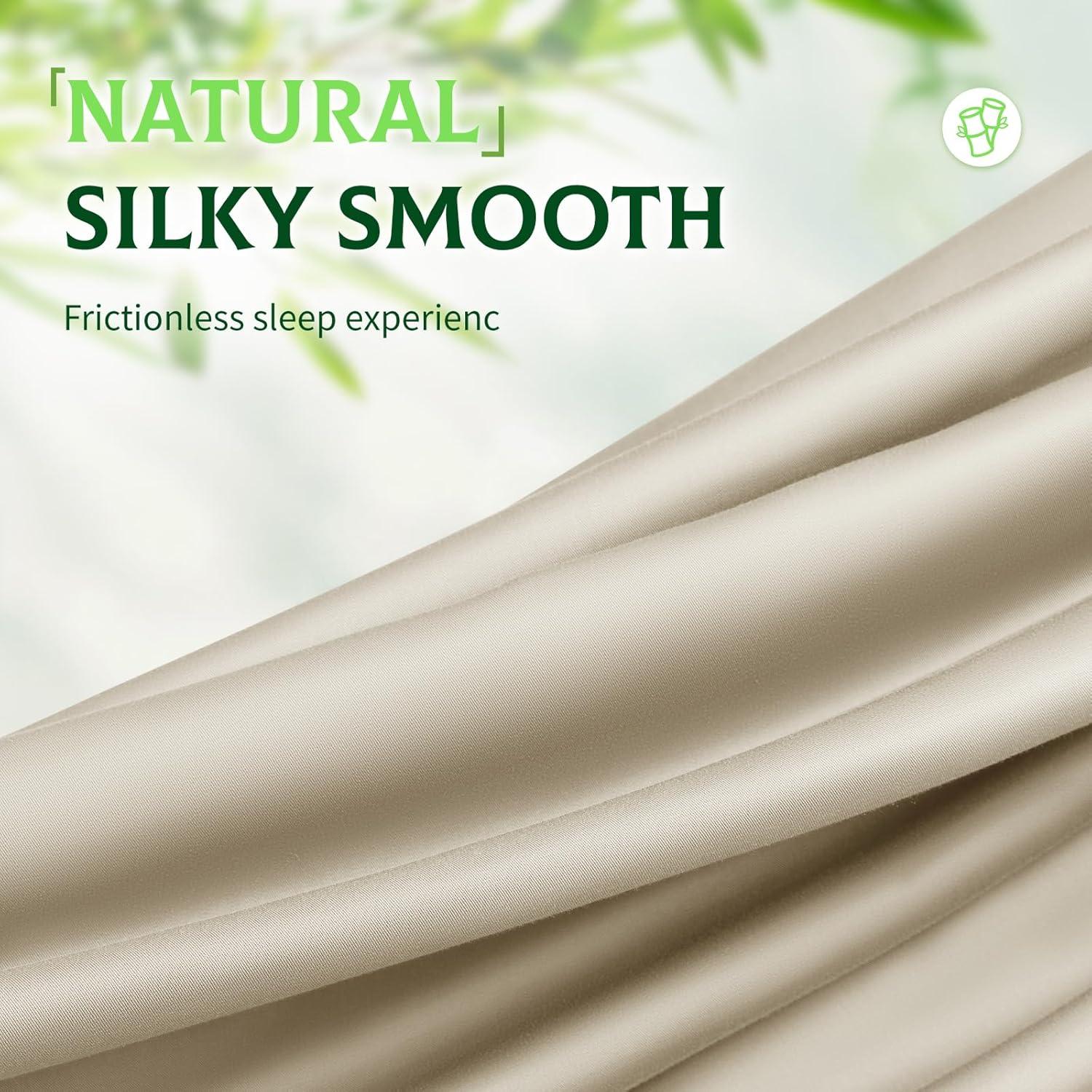 Sábanas Reina SONORO KATE 100% Viscosa Bambú Beige 4 Piezas