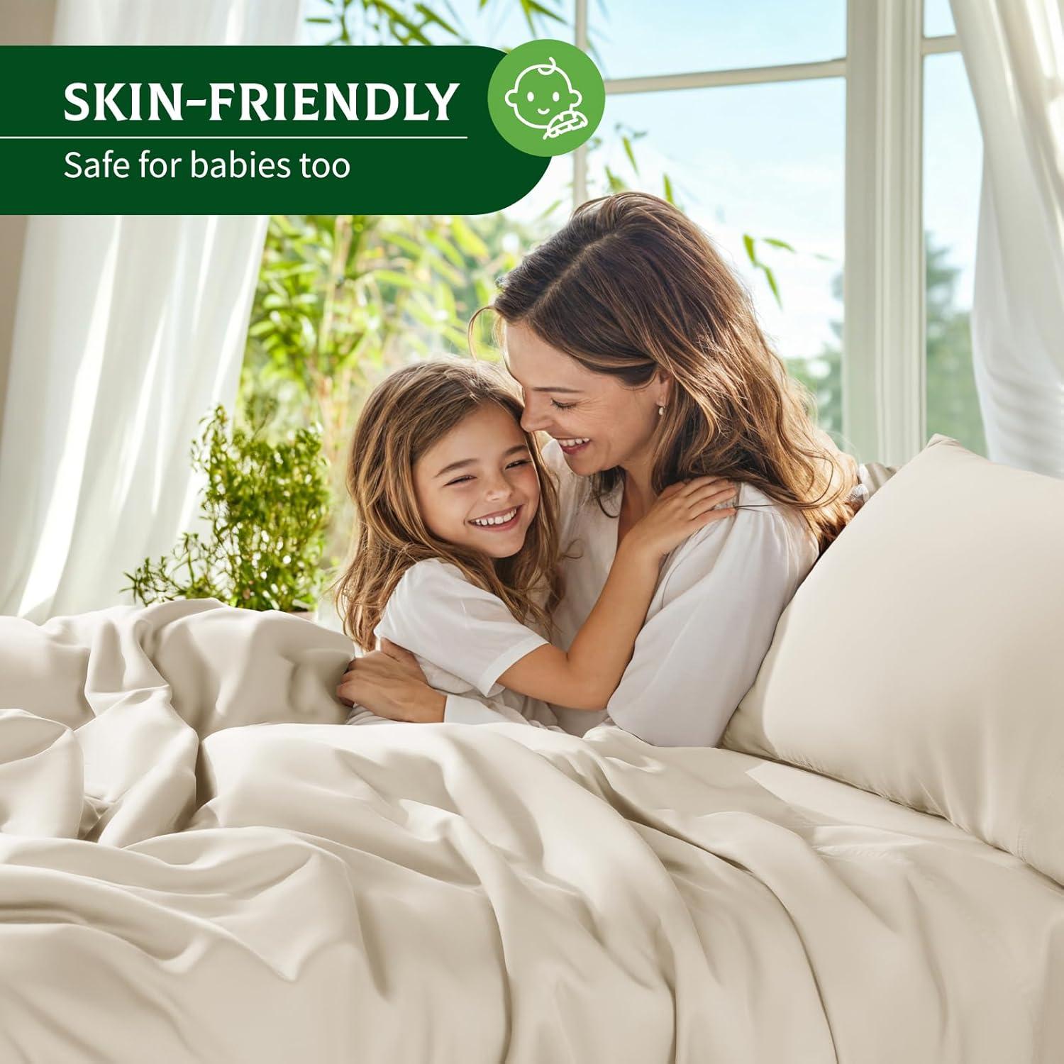 Sábanas Reina SONORO KATE 100% Viscosa Bambú Beige 4 Piezas