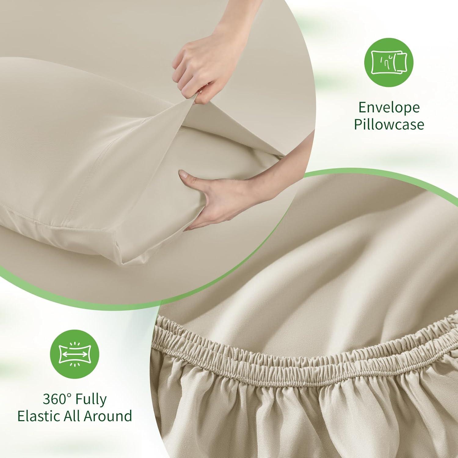 Sábanas Reina SONORO KATE 100% Viscosa Bambú Beige 4 Piezas