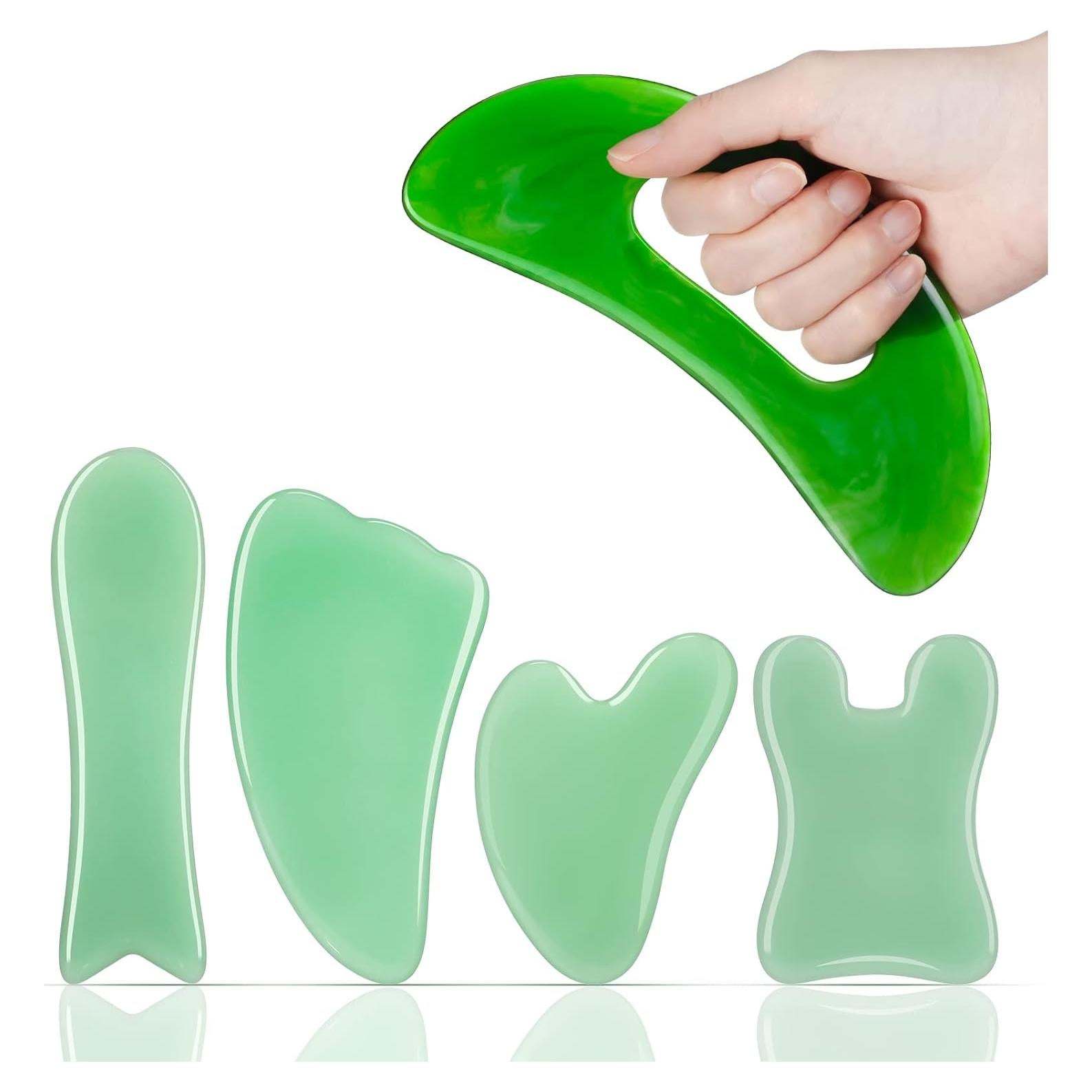 Conjunto de Herramientas Gua Sha Facial Treela 5 Piezas Resina Verde