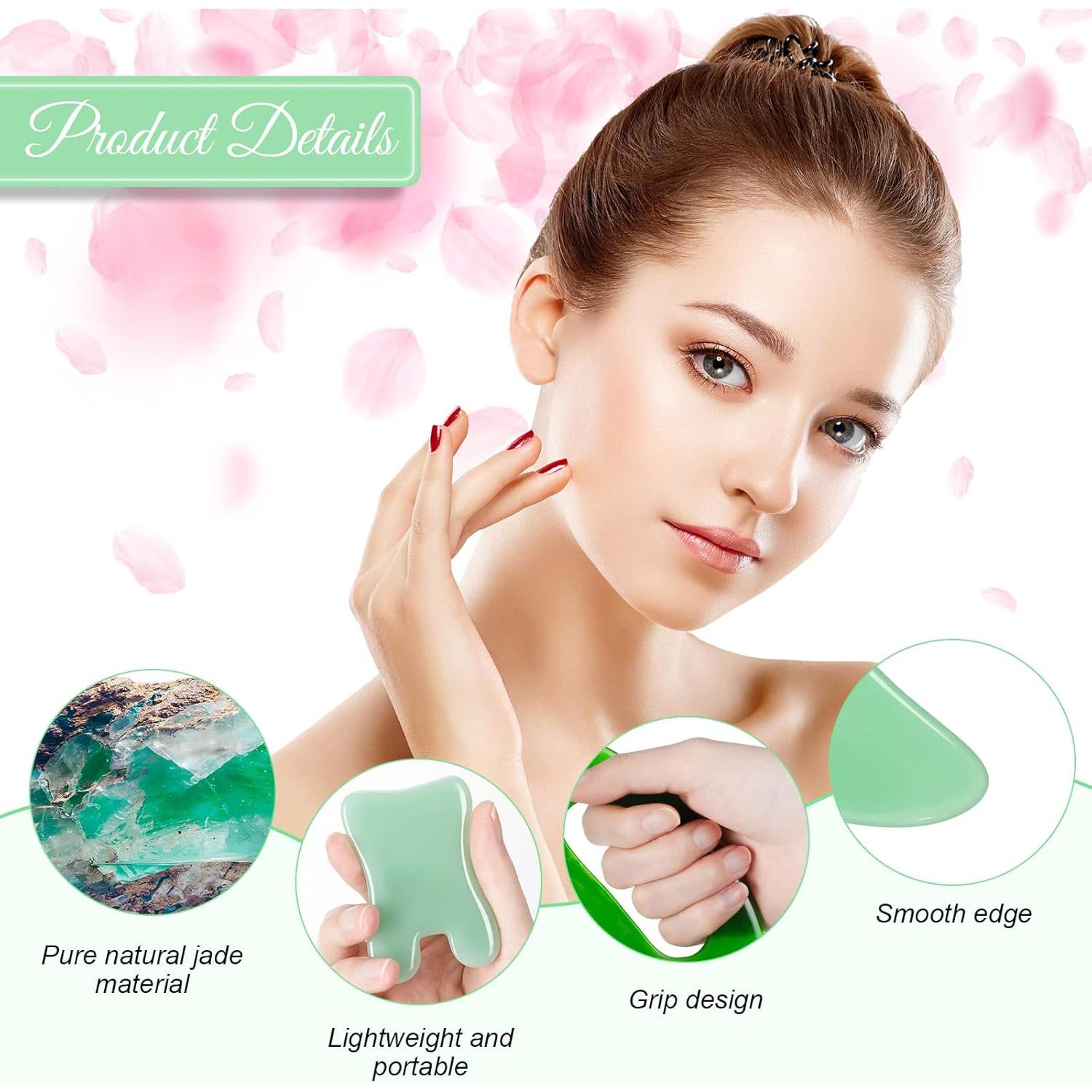 Conjunto de Herramientas Gua Sha Facial Treela 5 Piezas Resina Verde