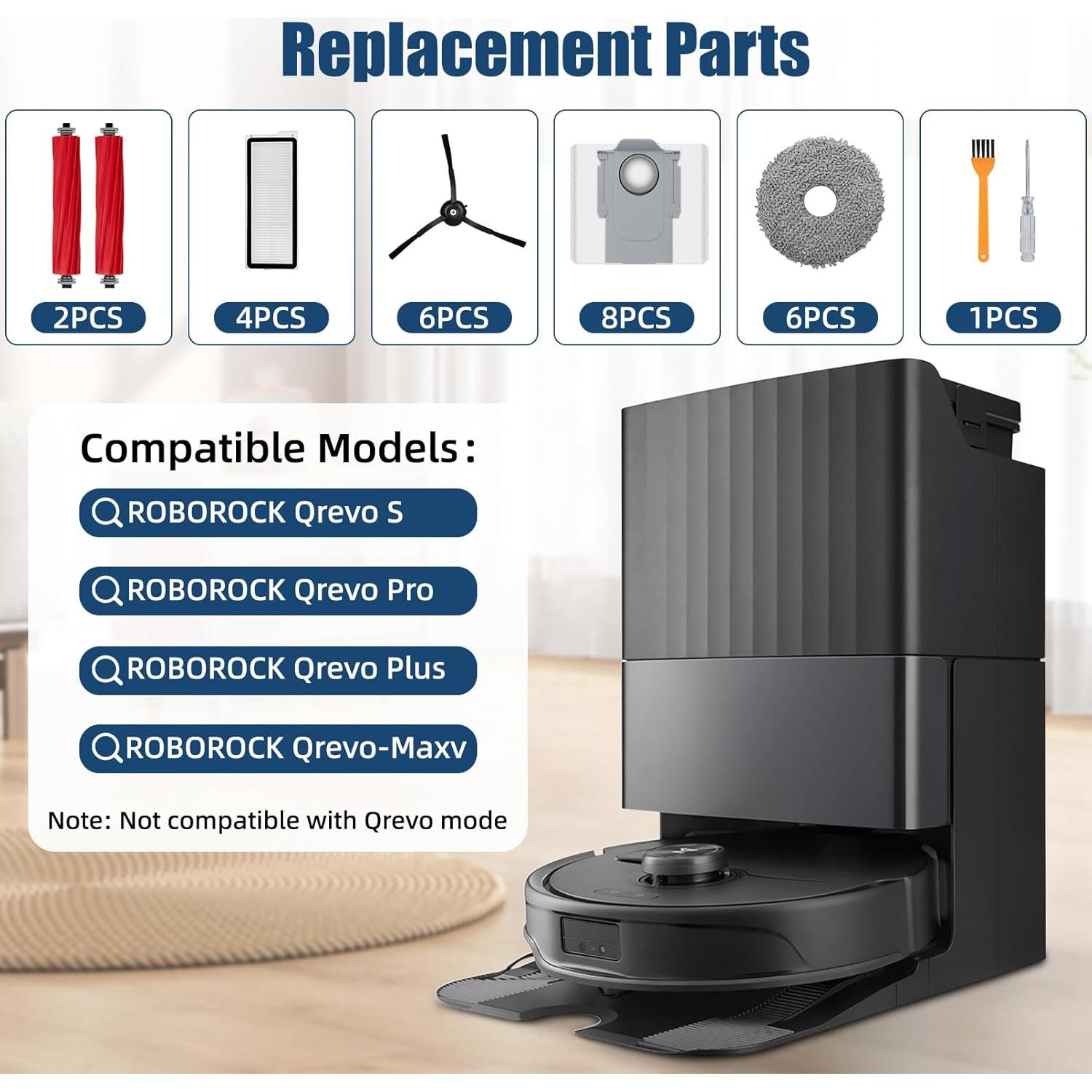28 Accesorios Compatibles Roborock Qrevo S Pro Plus Maxv