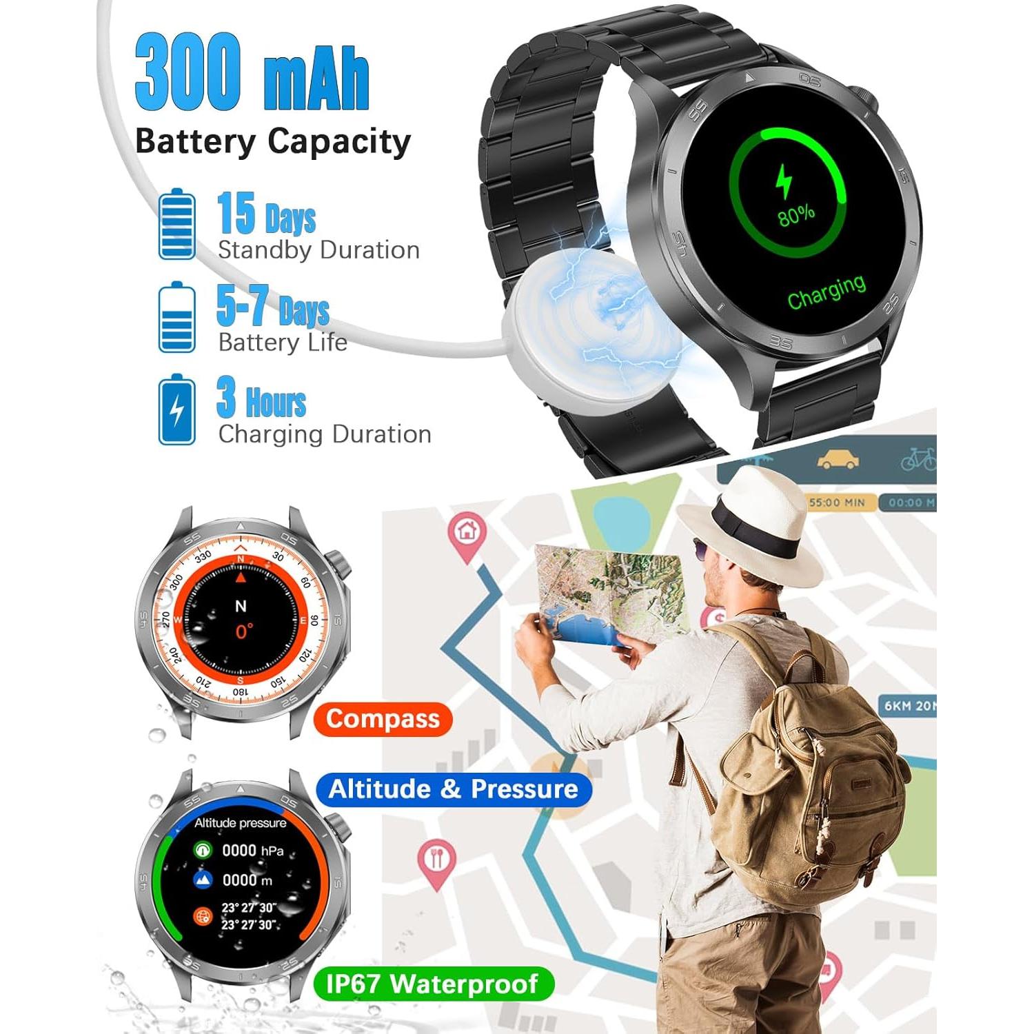 Reloj Inteligente Deportivo RollsTimi X2Max 1.53" HD Negro