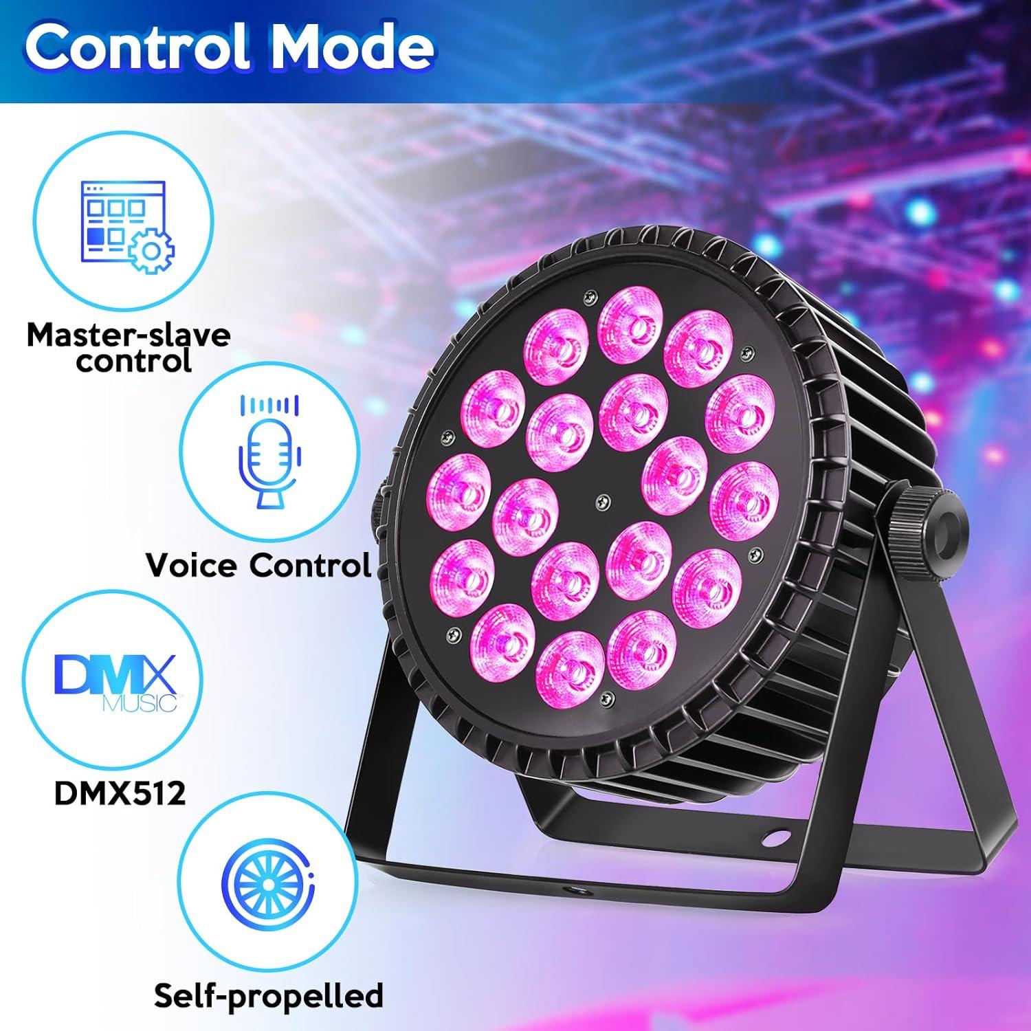 Luces LED Par 18X10W SvaetloDJ DMX RGBW para eventos