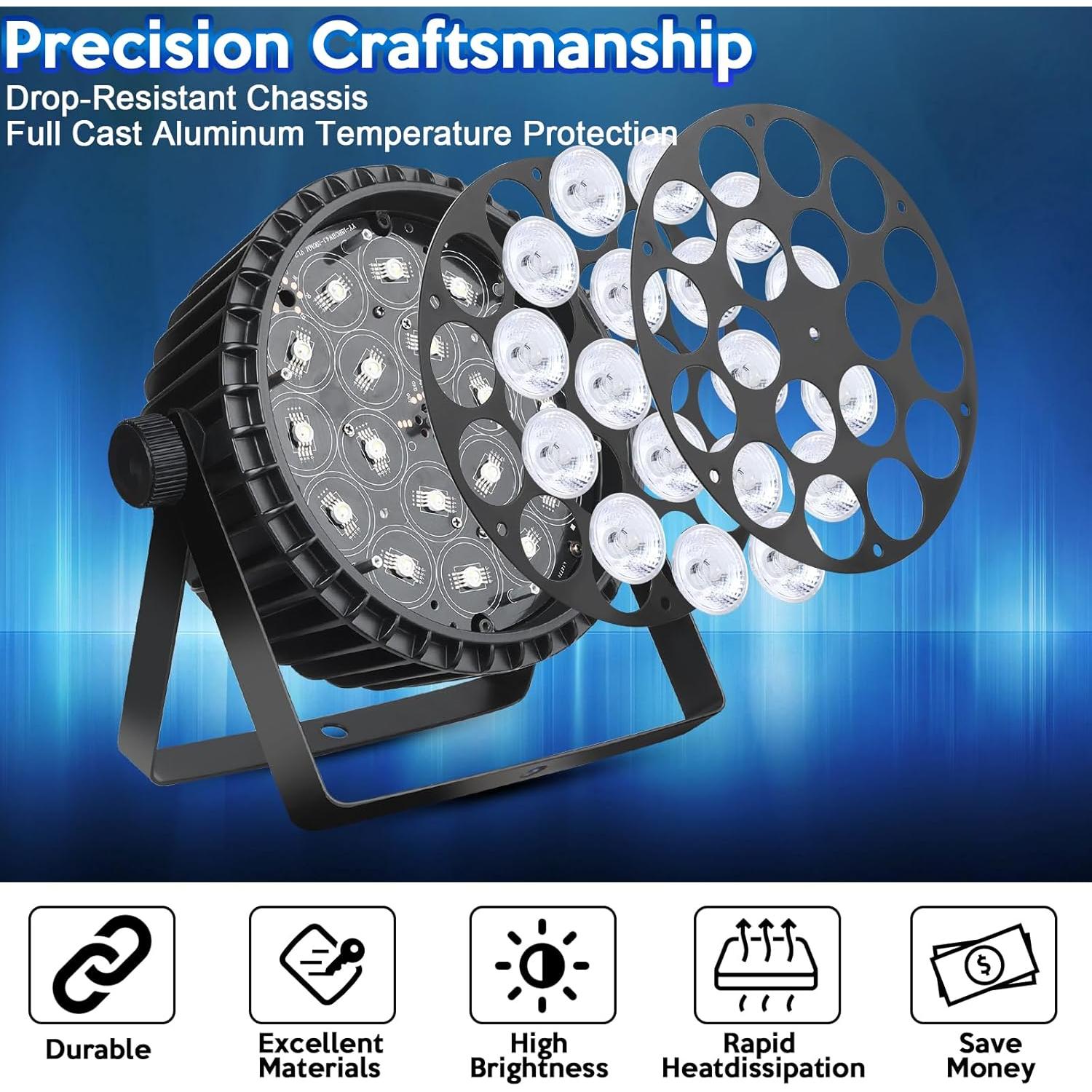 Luces LED Par 18X10W SvaetloDJ DMX RGBW para eventos