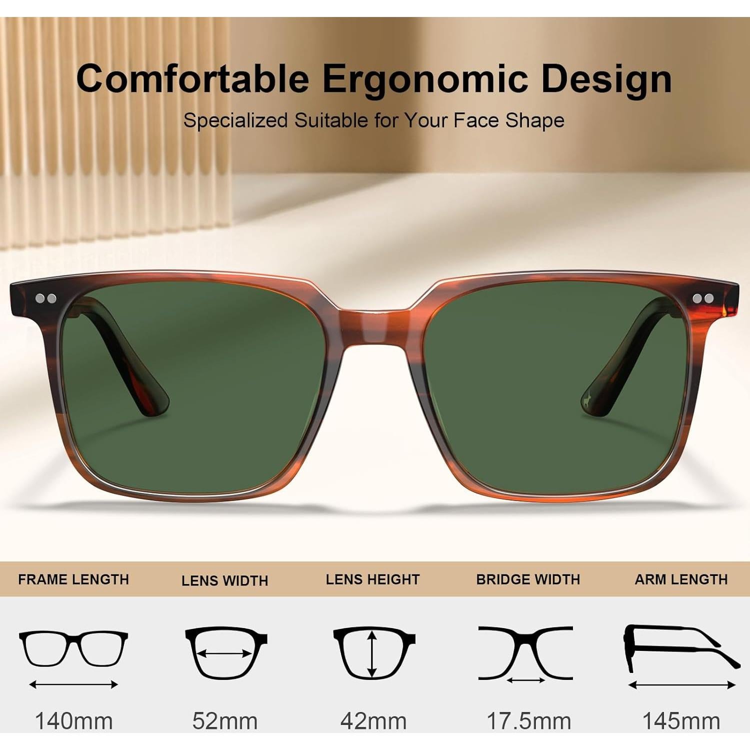 Gafas de sol polarizadas Carfia para hombres, acetato, UV400