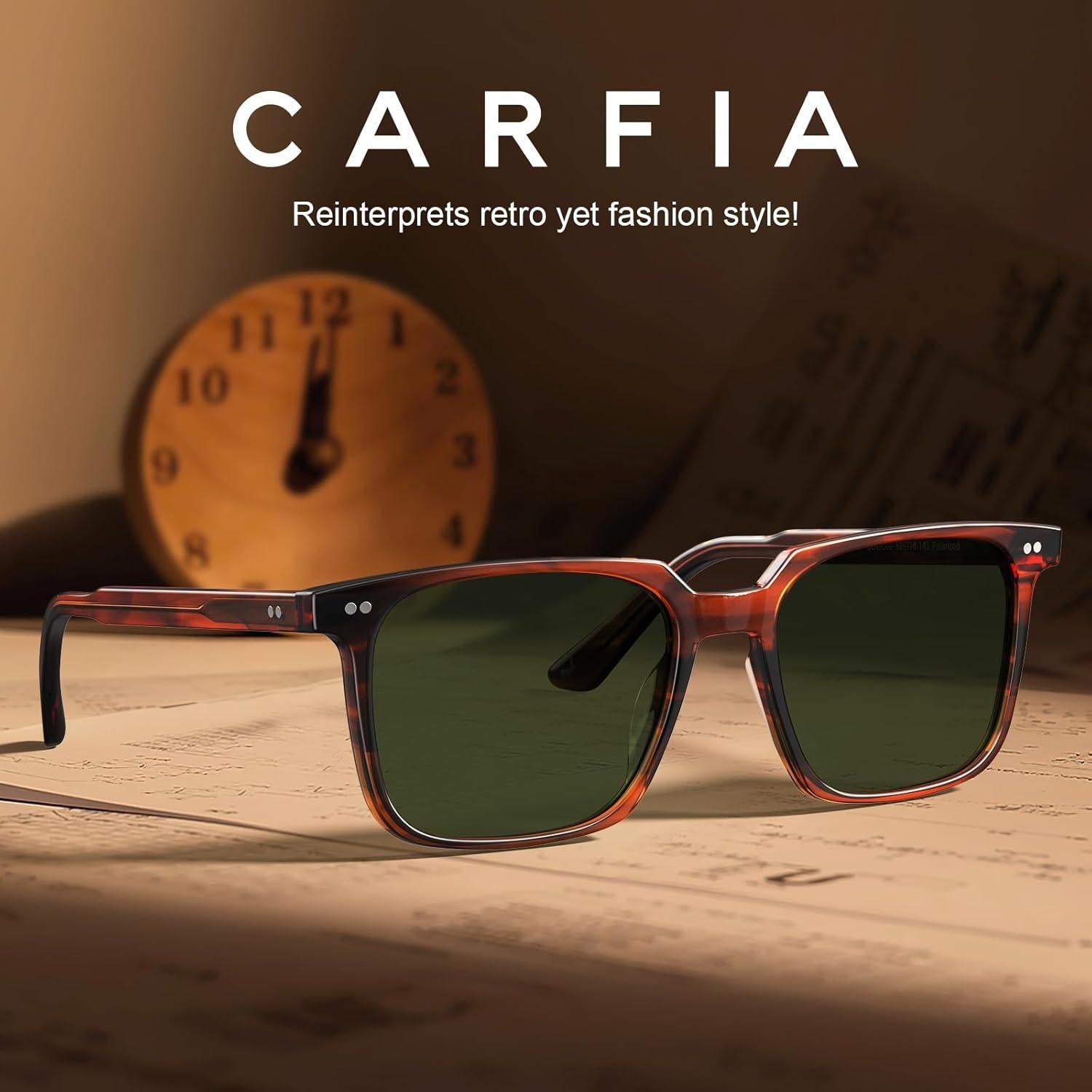 Gafas de sol polarizadas Carfia para hombres, acetato, UV400