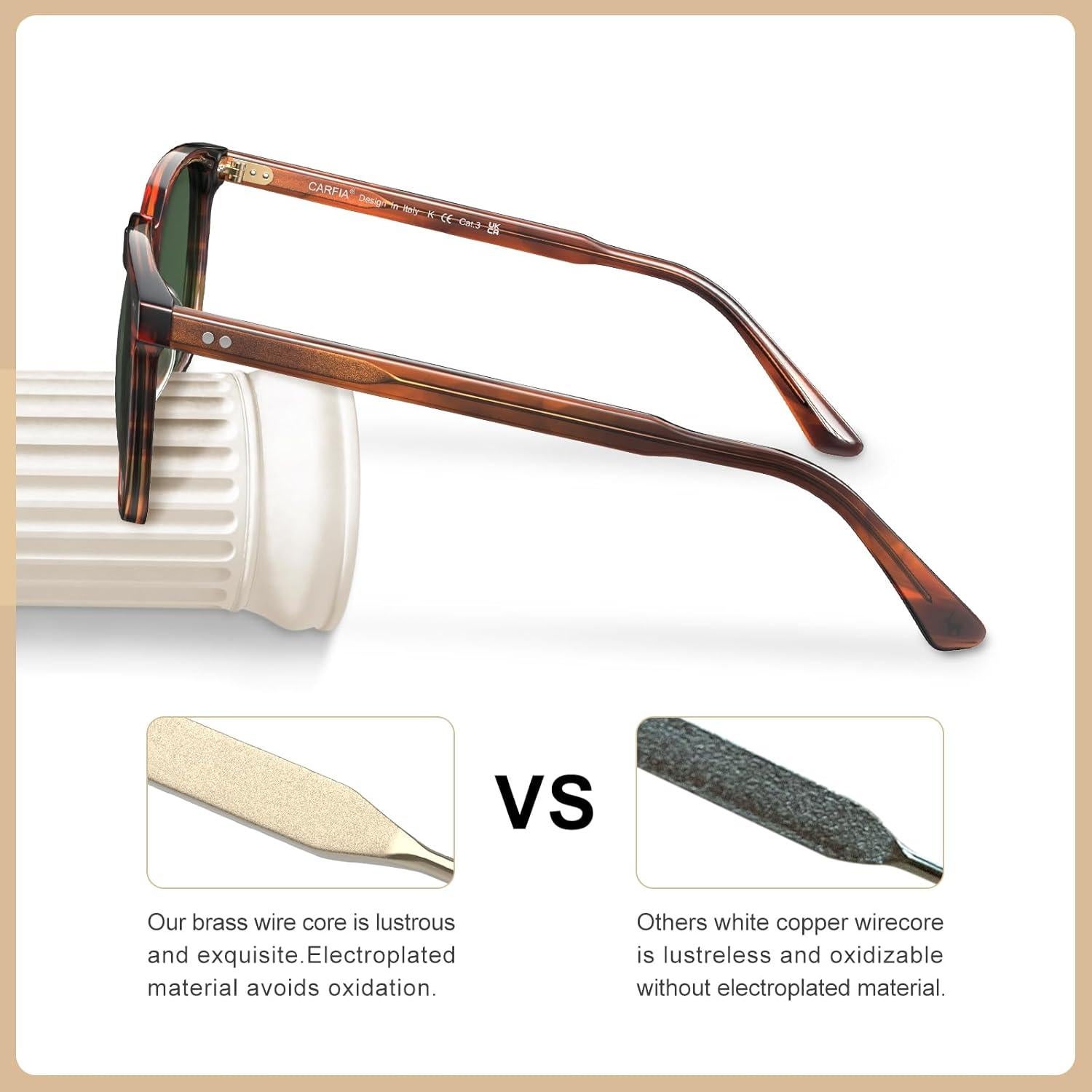 Gafas de sol polarizadas Carfia para hombres, acetato, UV400