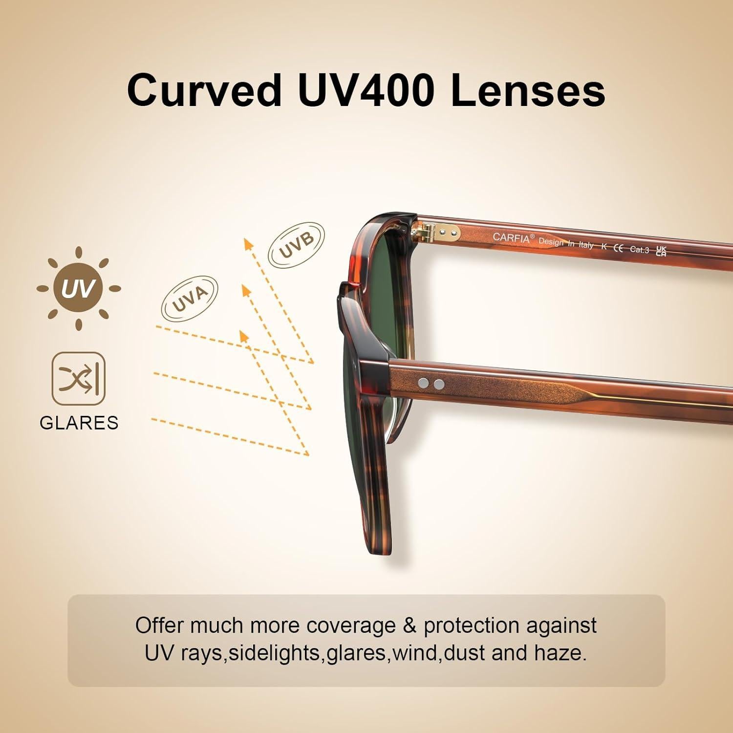 Gafas de sol polarizadas Carfia para hombres, acetato, UV400