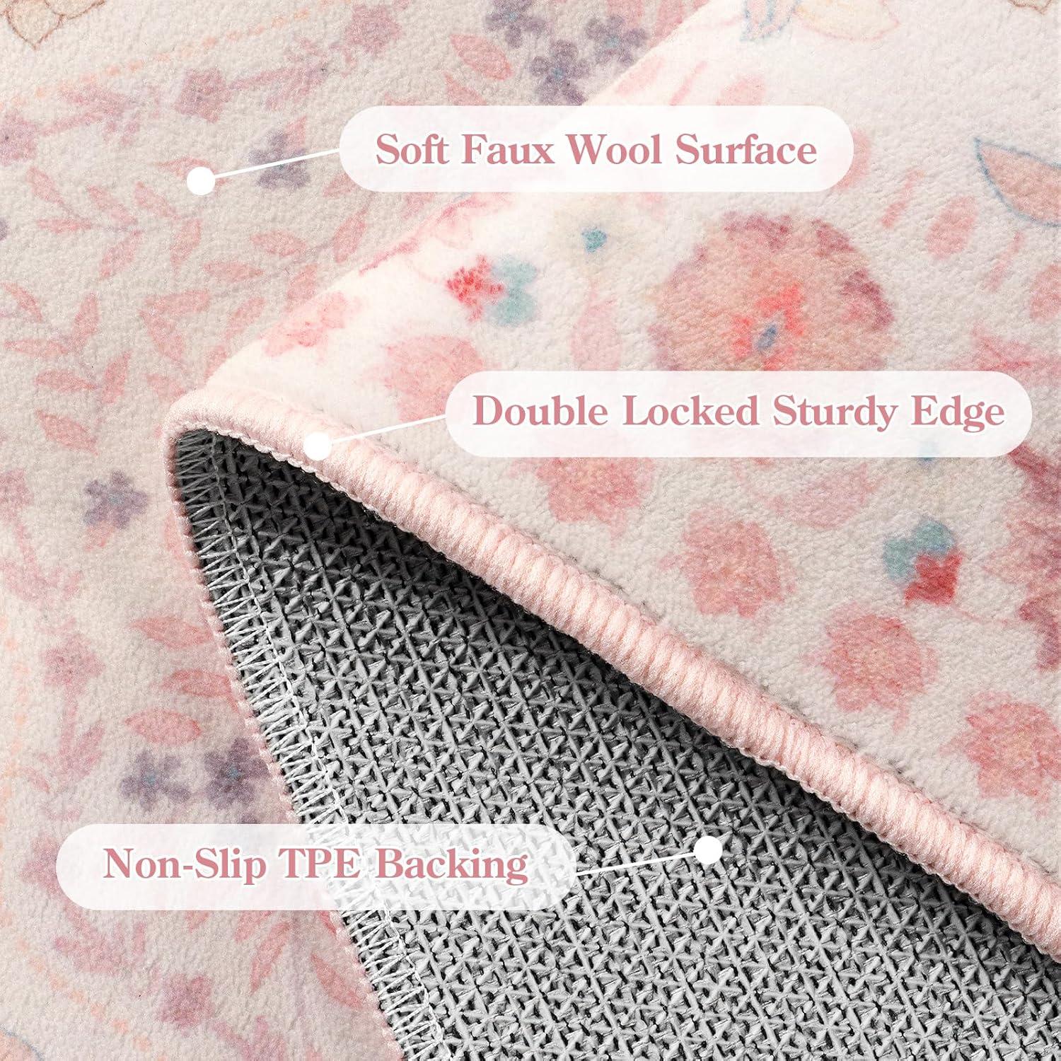 Alfombra Antideslizante Boho Floral LIVEBOX 0.61x1.83m Rosa Claro