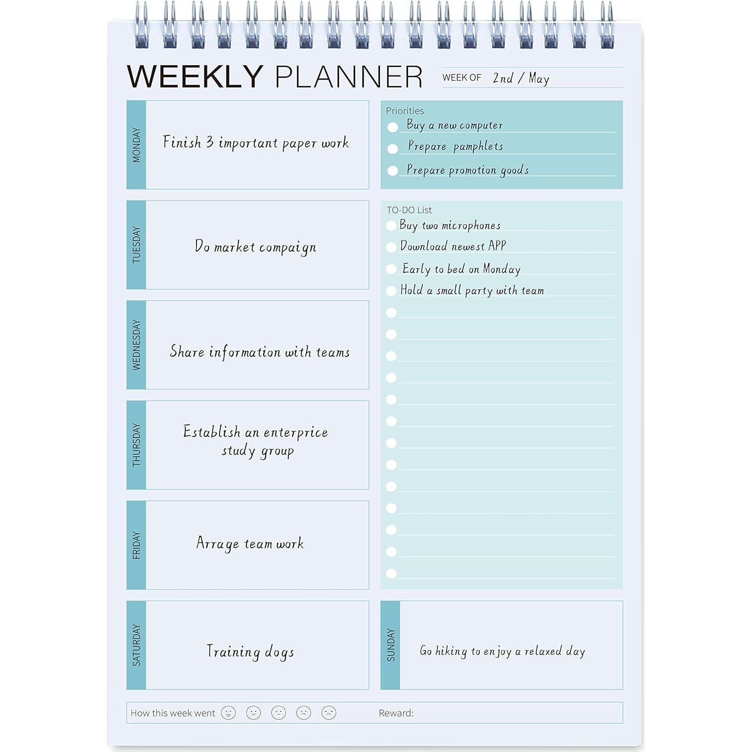 Planificador Semanal KAICN Verde 52 Hojas 16.5x24.9 cm